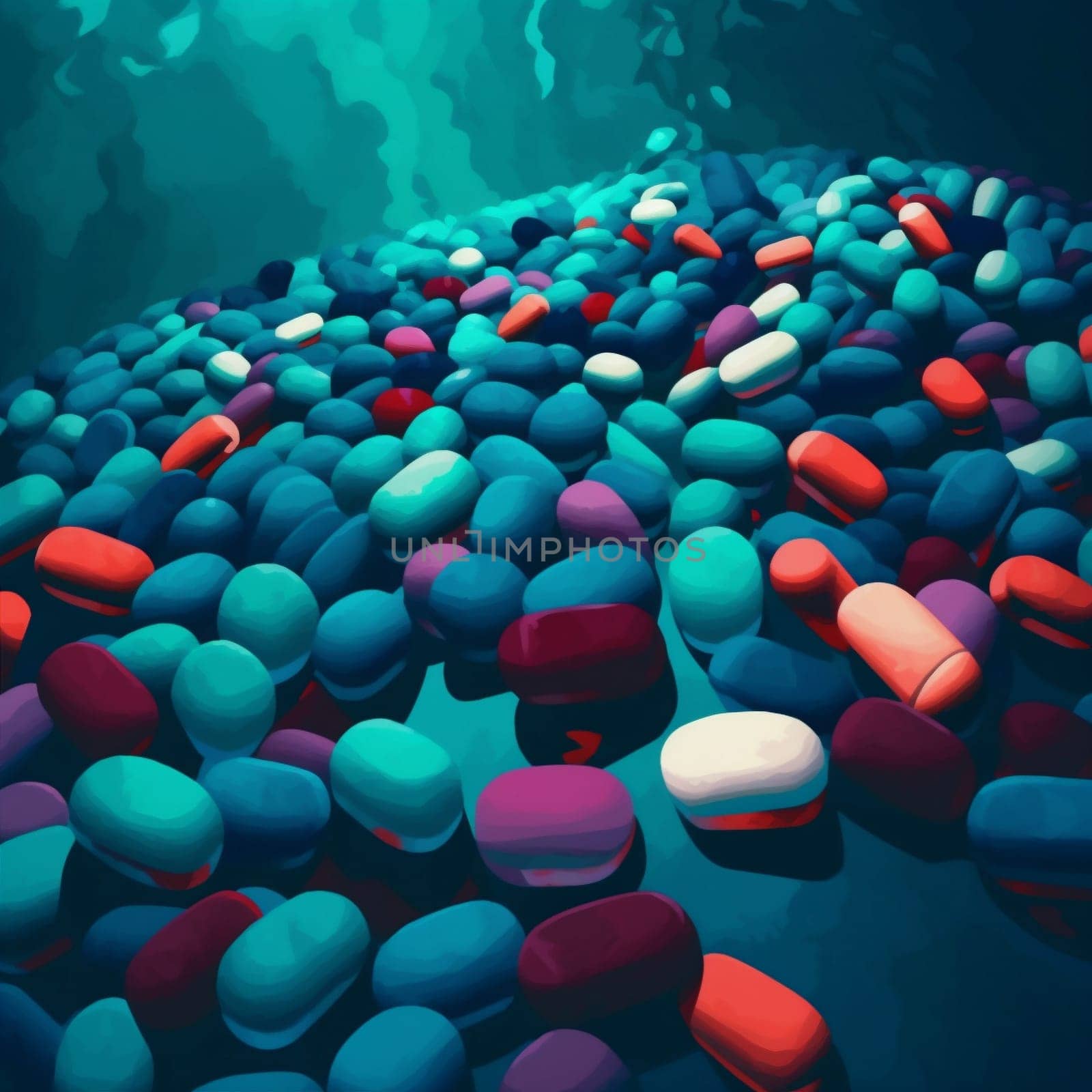 pharmacy pill drug capsule medicine tablet pharmaceutical medication medical illustration. Generative AI. by Vichizh