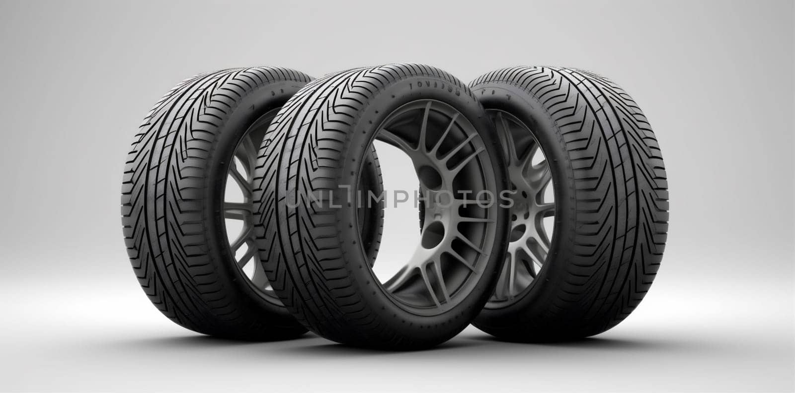 car wheel rubber heap background tire tyre isolated object automobile auto. Generative AI. by Vichizh