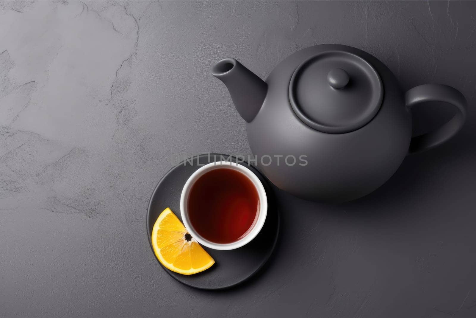 Chinese tea ceremony. Chinese Tea - Hot Teapot And Teacups On dark background. AI Generated