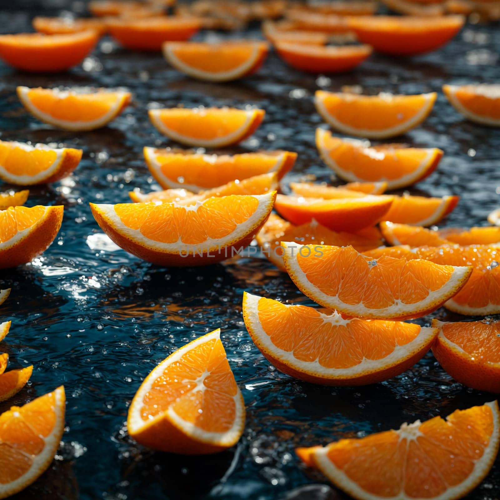 bright orange orange slices on a black background by Севостьянов