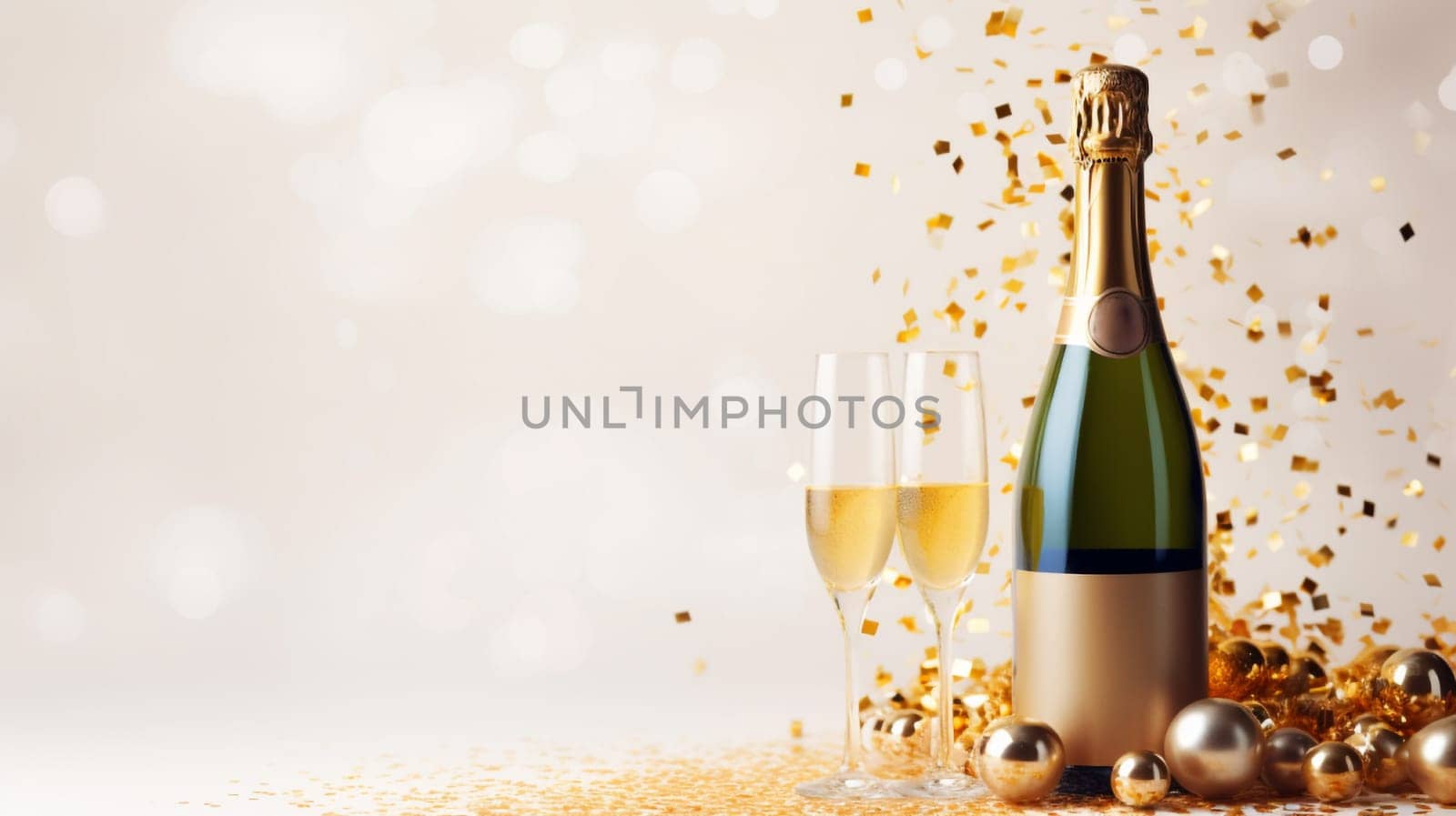 Chic decor setup with champagne and confetti elegance by Ciorba