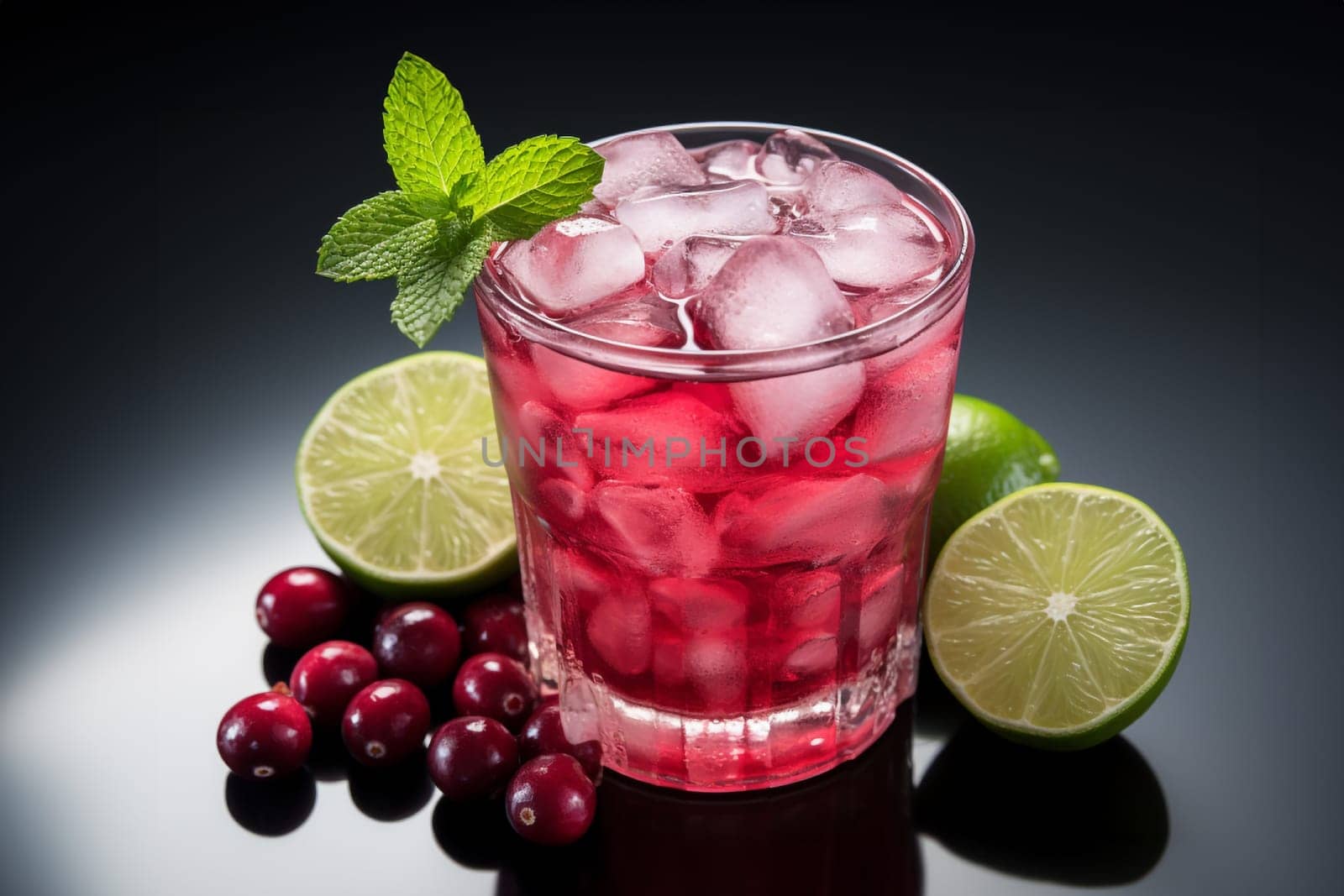 Cranberry Mule with vodka, ginger beer, cranberry juice, lime. Christmas cocktail idea.