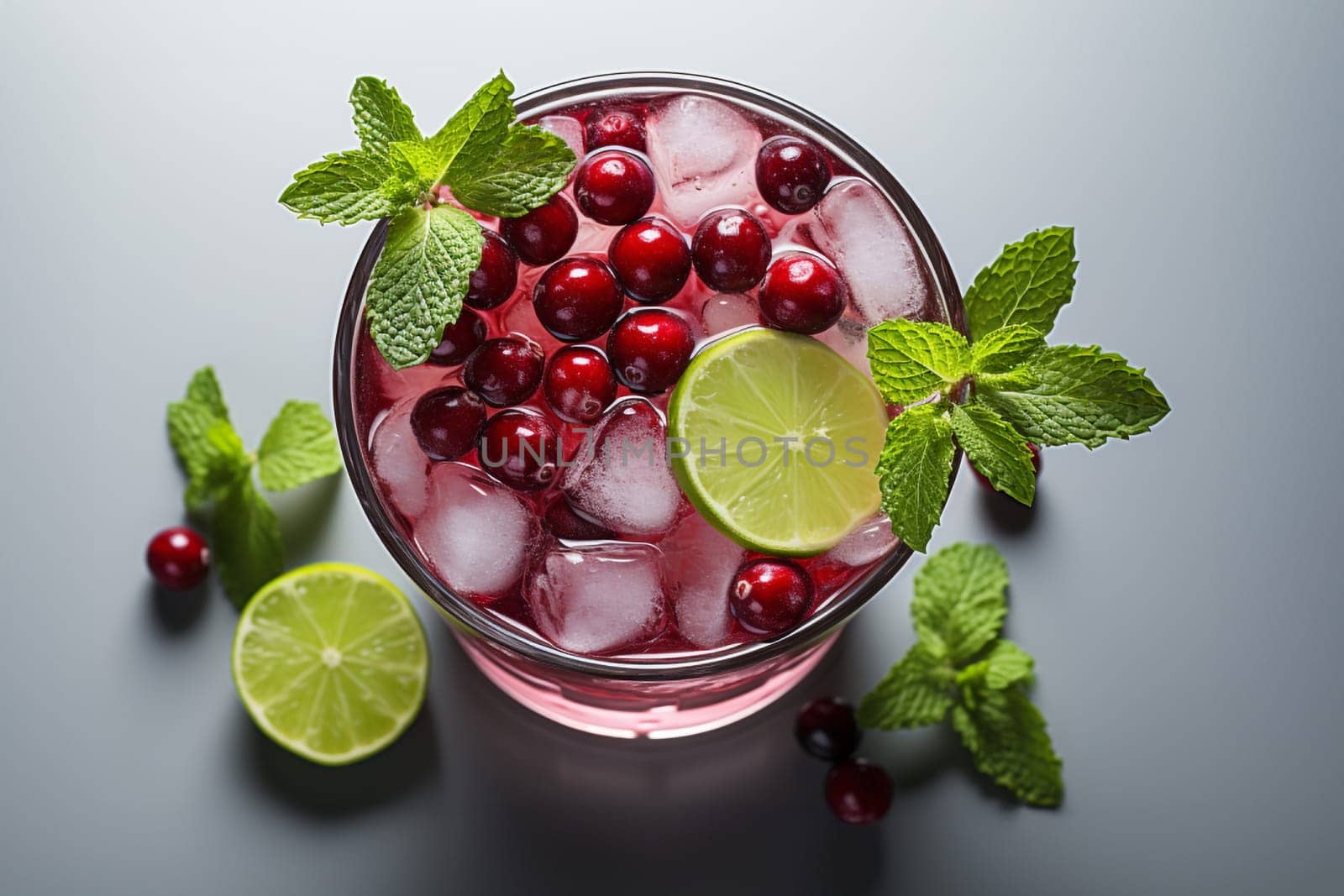 Cranberry Mule with vodka, ginger beer, cranberry juice, lime. Christmas cocktail idea.