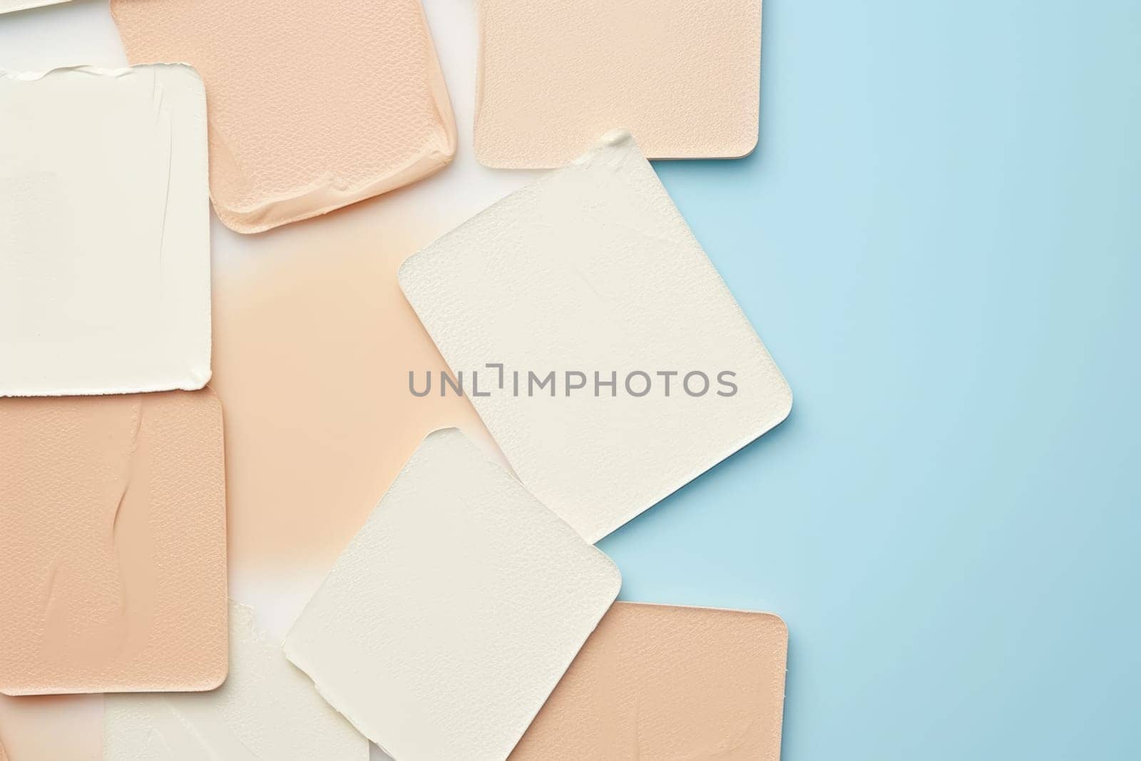 cosmetic smears and swatches cream texture on pastel background. AI Generated by Desperada