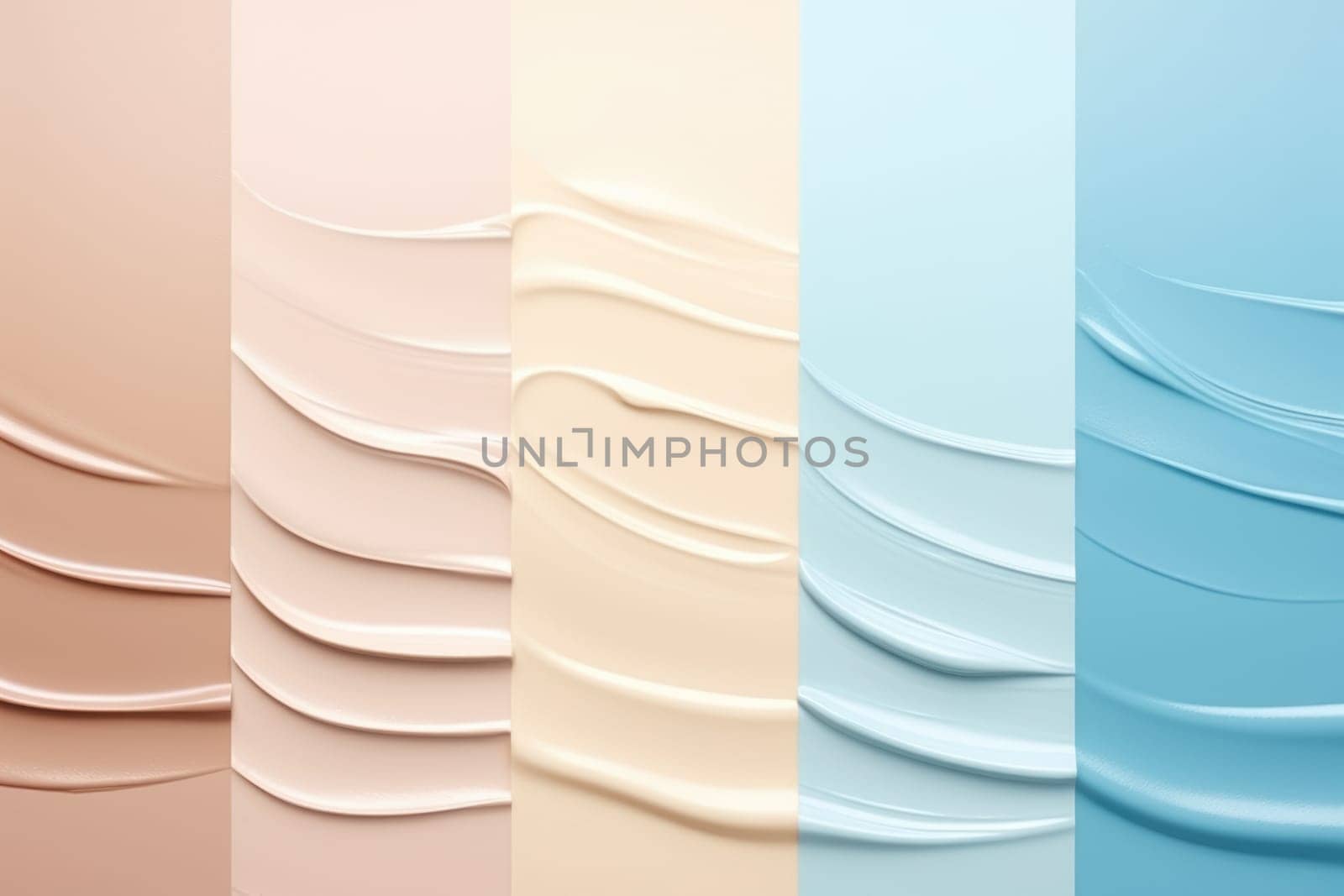 cosmetic smears and swatches cream texture on pastel background. AI Generated by Desperada