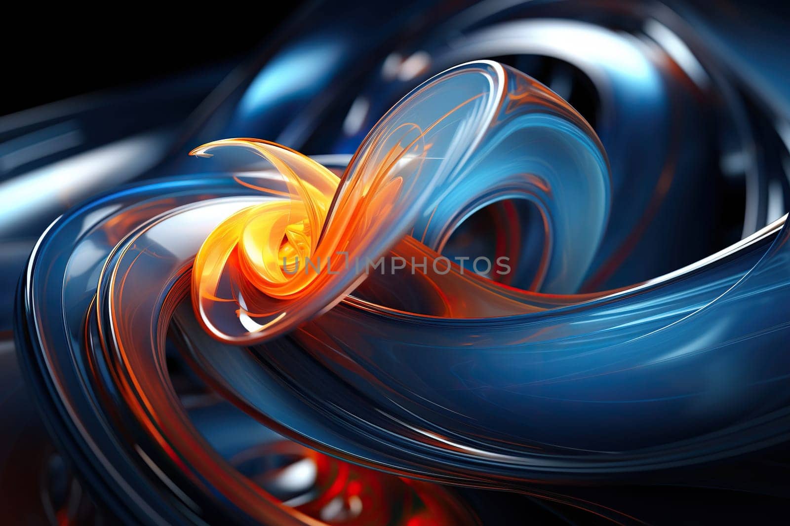 Abstract blue wave pattern with liquid effect on a dark background.