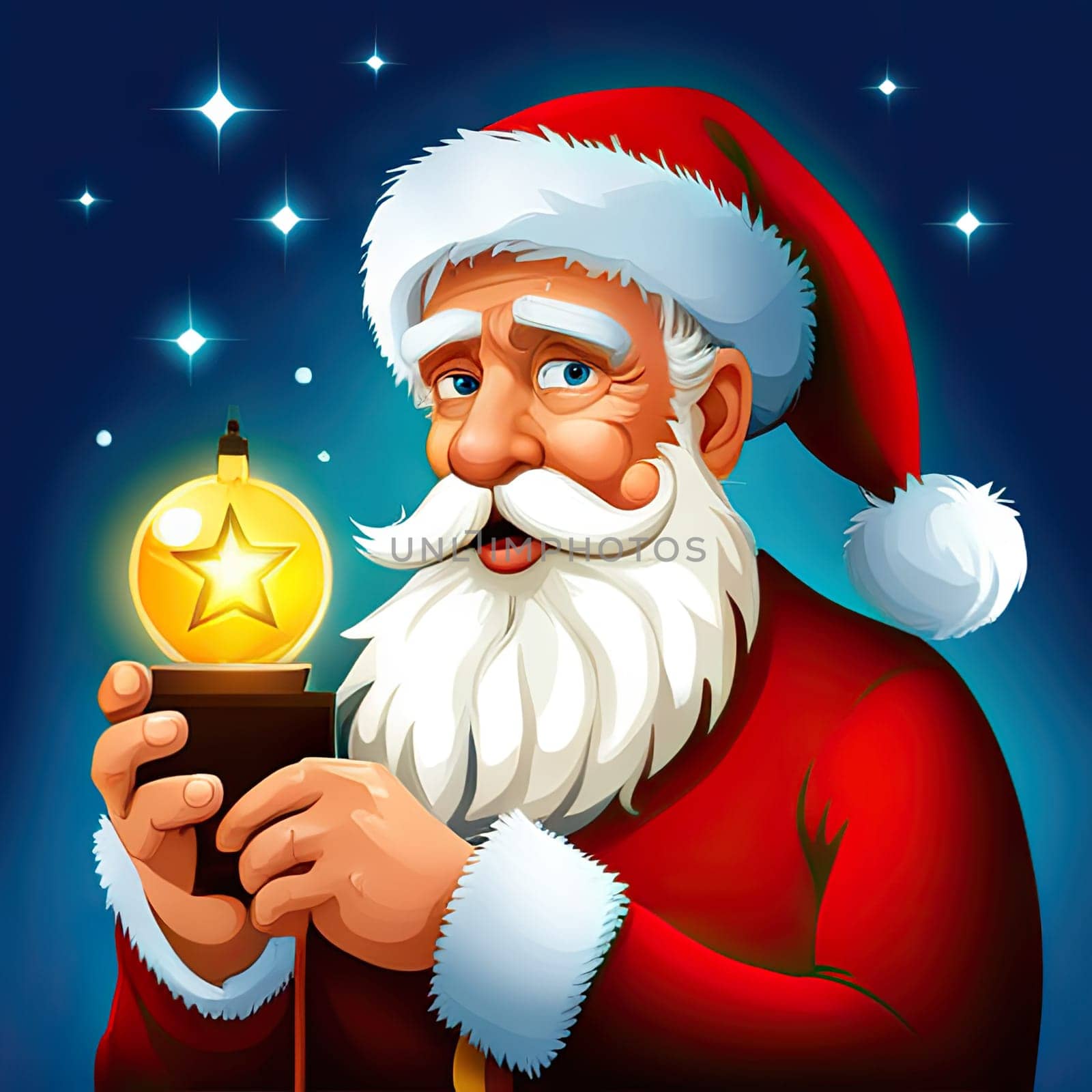 Merry Christmas and happy new year greeting card with cute Santa Claus, Holiday cartoon character in winter season