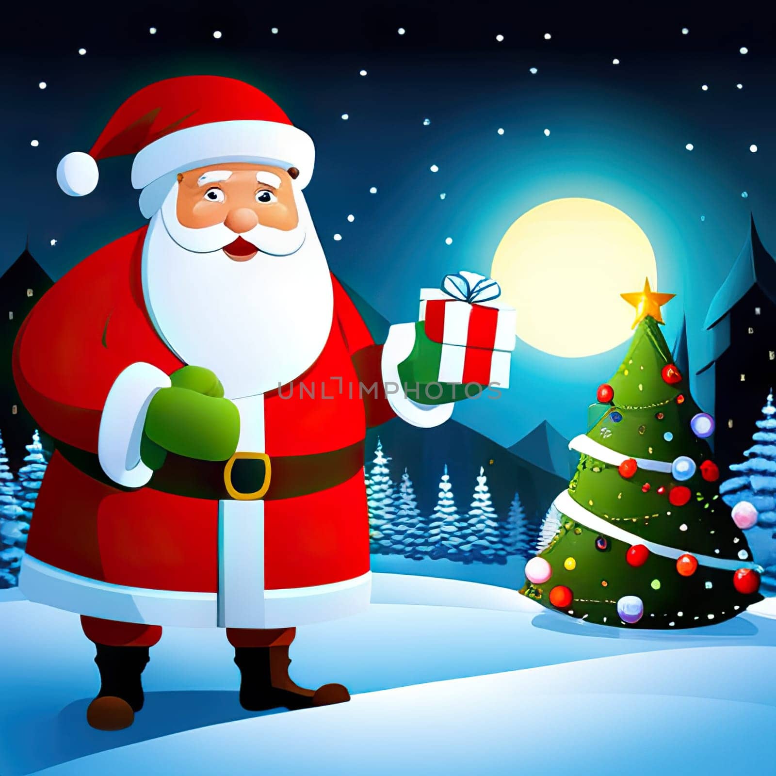 Merry Christmas and happy new year cartoon illustration of santa claus