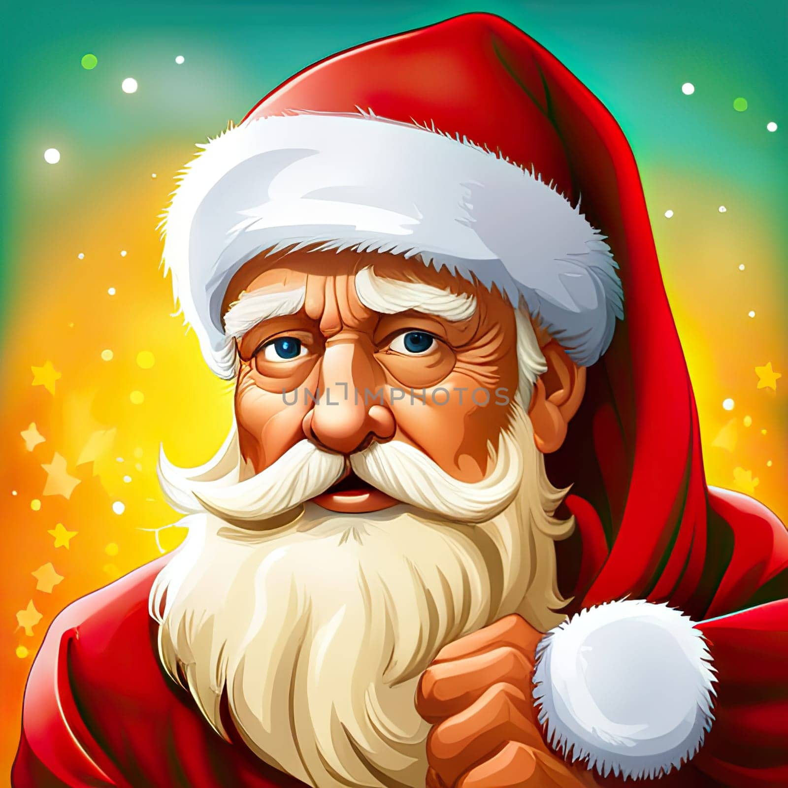 Merry Christmas and happy new year cartoon Illustration of Santa Claus by EkaterinaPereslavtseva