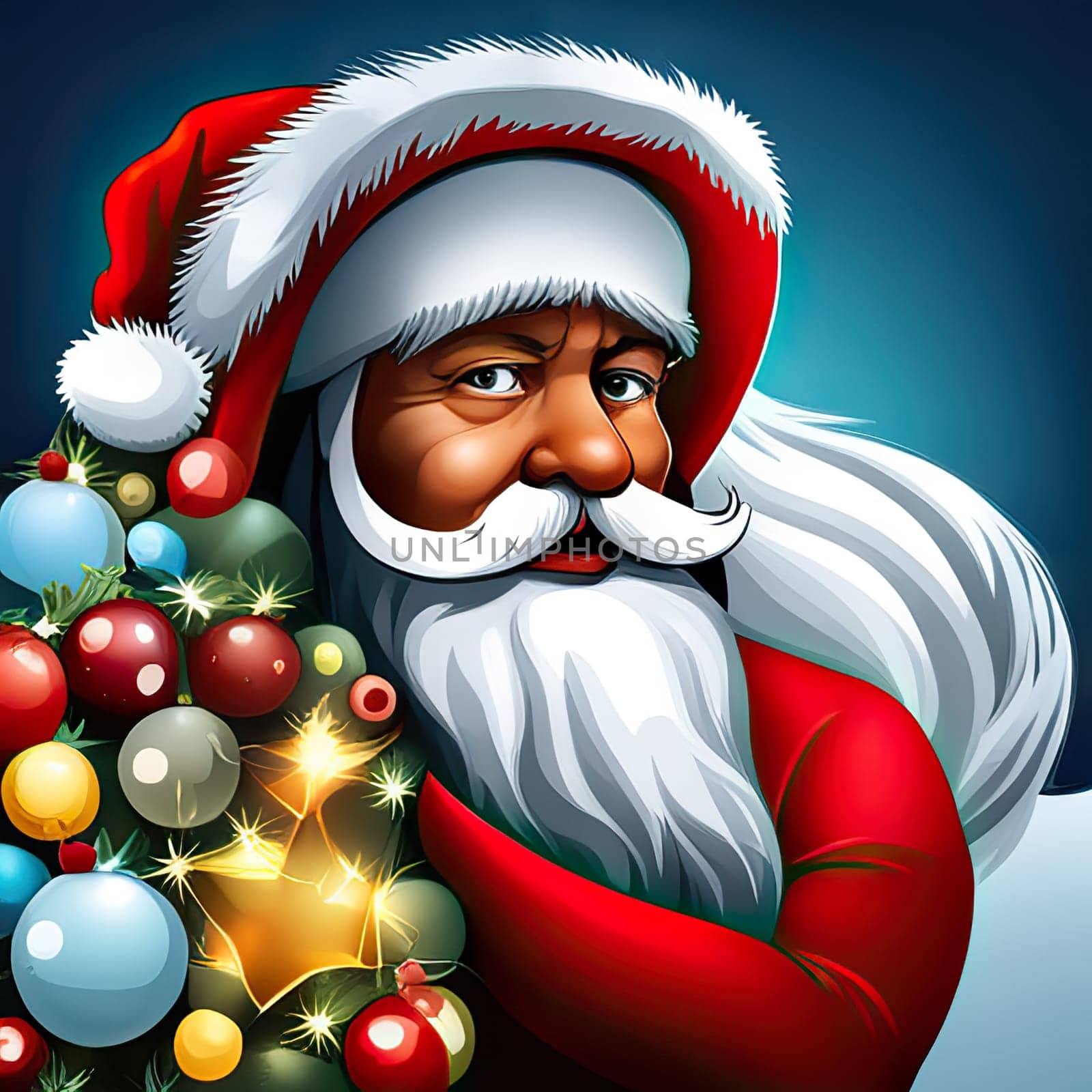 Merry Christmas and happy new year cartoon illustration of santa claus