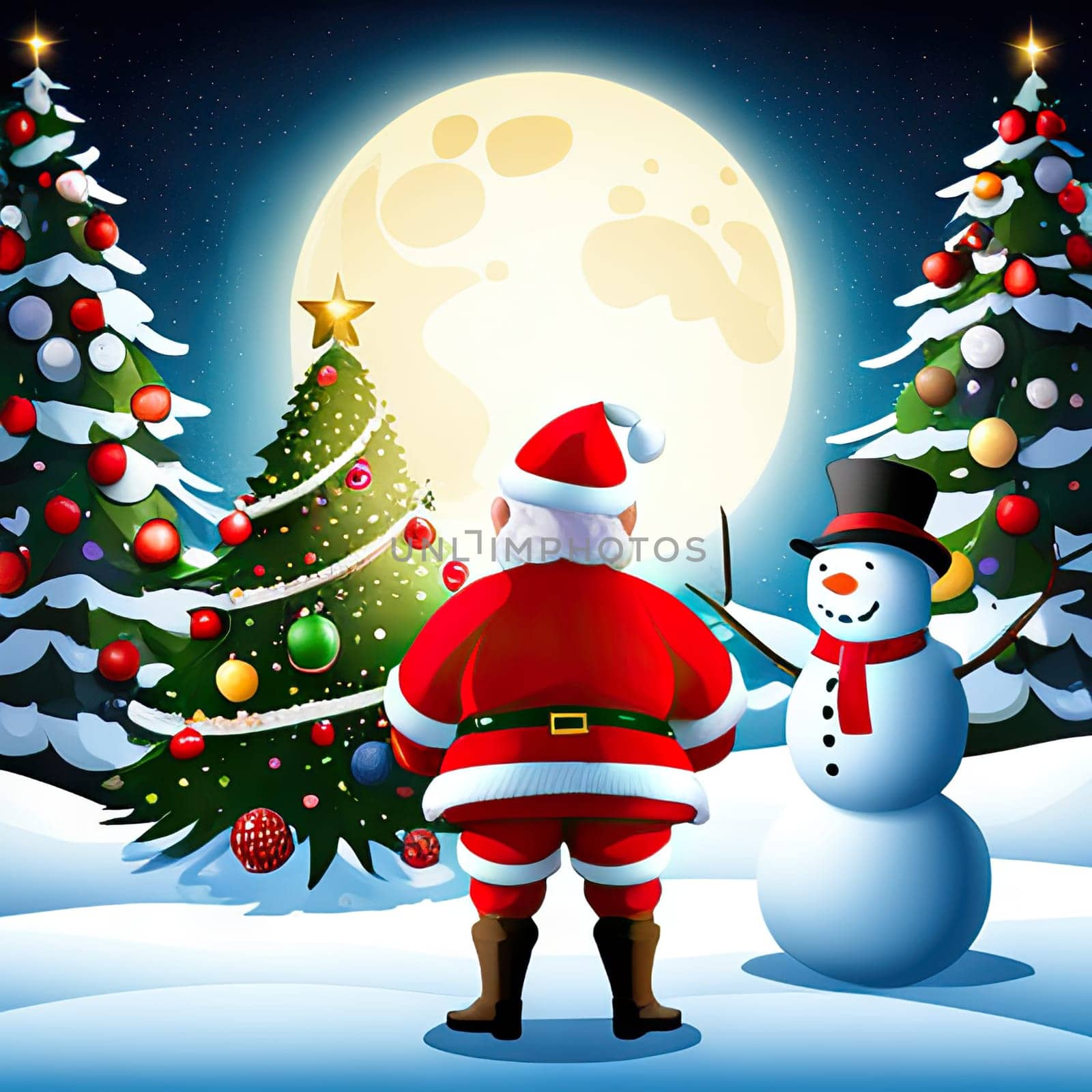 Merry Christmas and happy new year cartoon illustration of santa claus