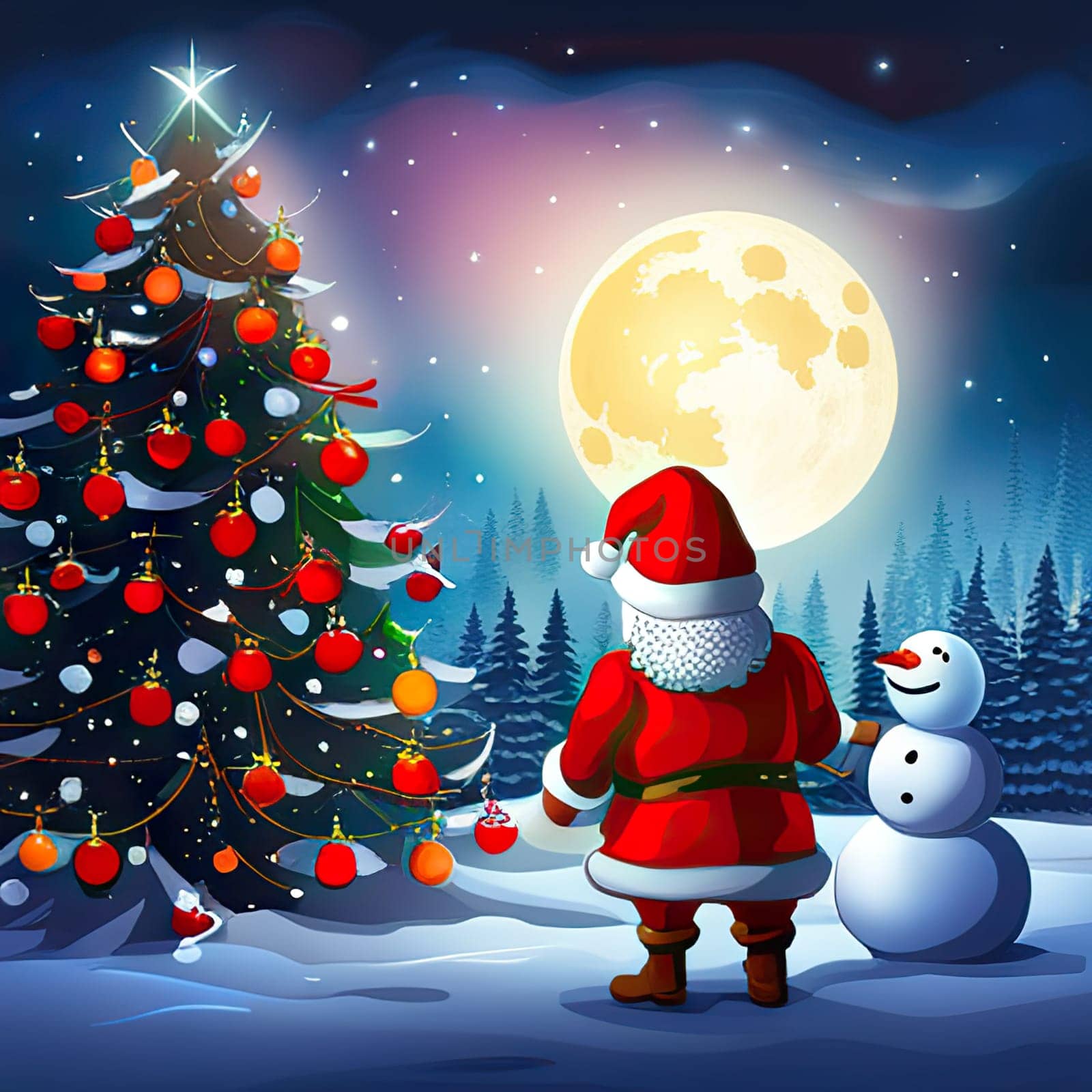 Merry Christmas and happy new year cartoon Illustration of Santa Claus by EkaterinaPereslavtseva
