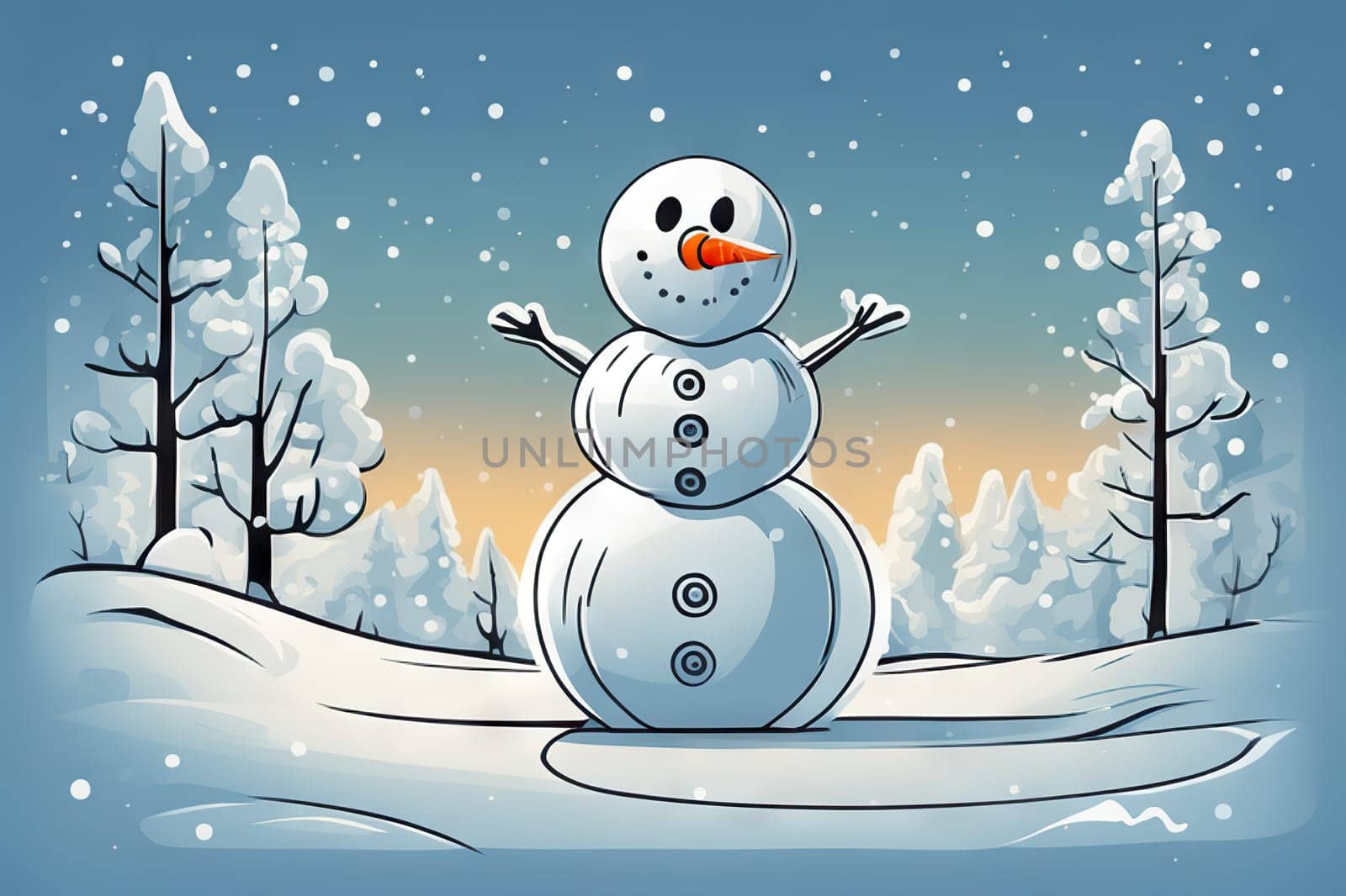 Christmas New Year festive beautiful winter snowman, background. by EkaterinaPereslavtseva