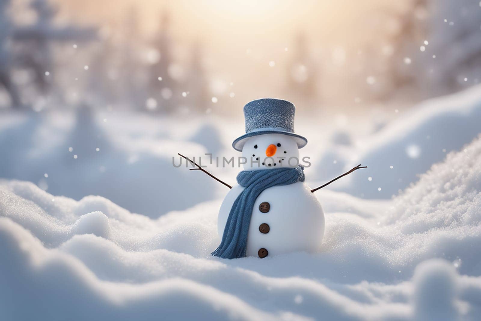 Christmas New Year festive beautiful winter snowman, background. by EkaterinaPereslavtseva