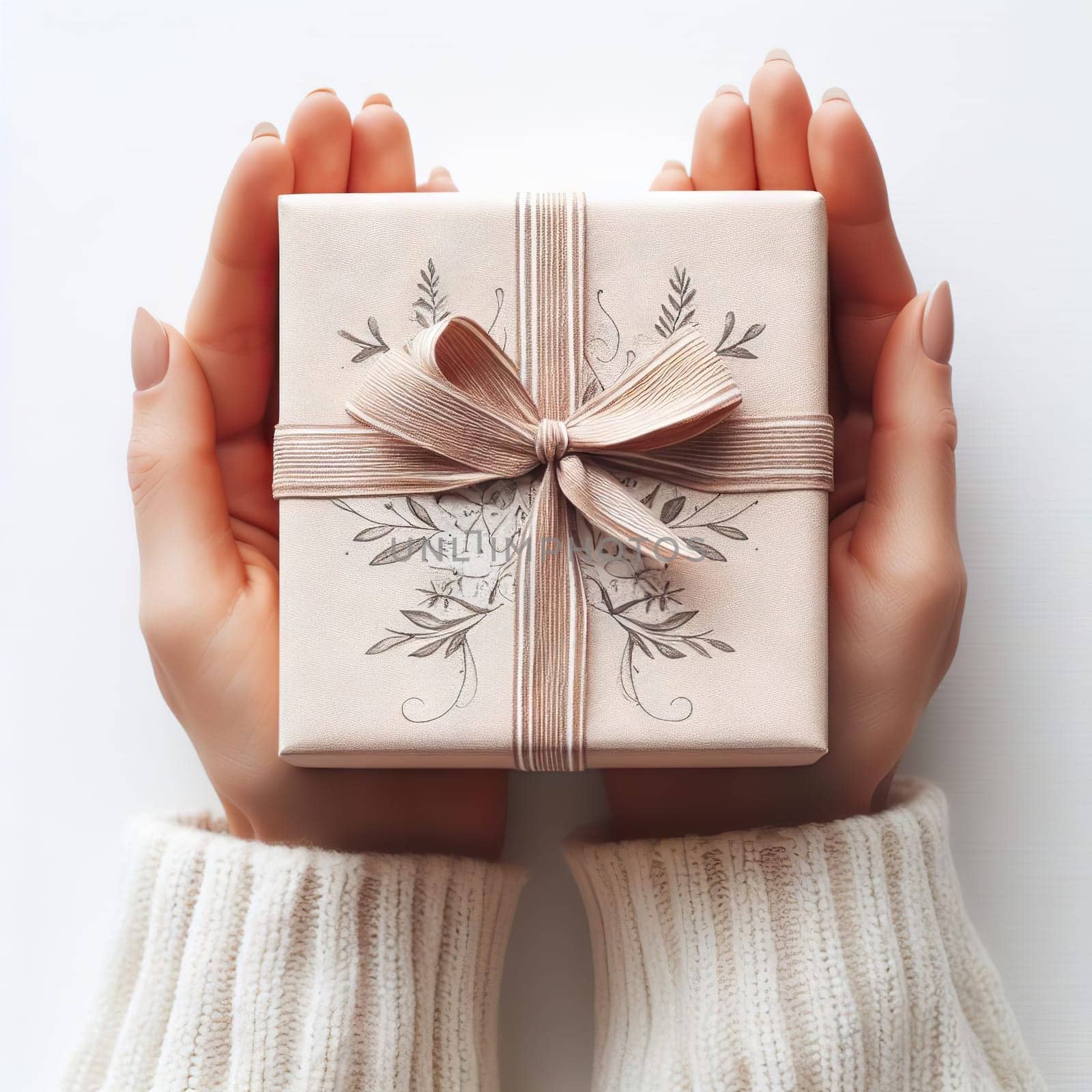 Female hands holding gift box with red. by EkaterinaPereslavtseva