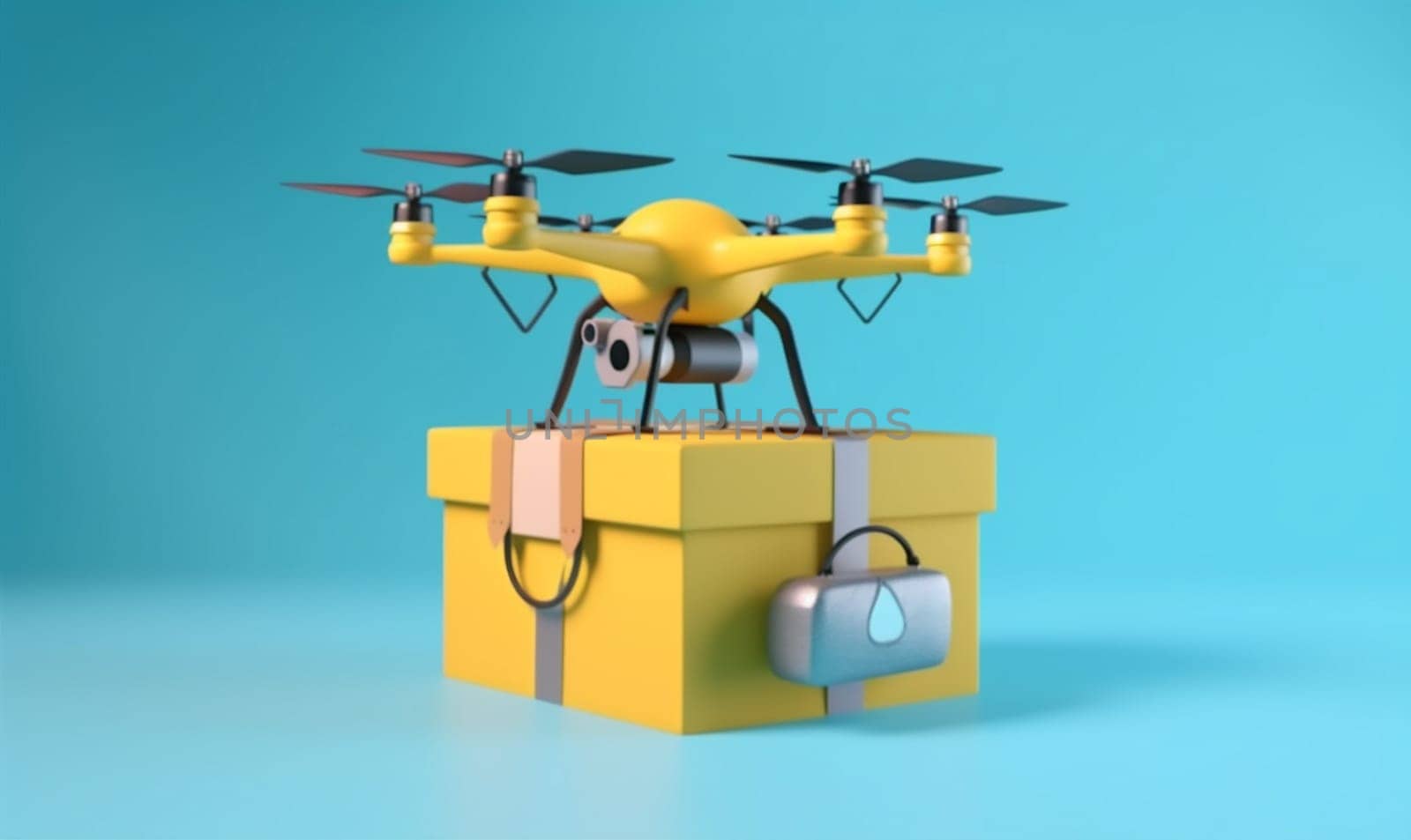 aircraft wireless cargo drone logistic delivery box helicopter parcel express air technology service fly flight smart distribution blue shipping fast. Generative AI.