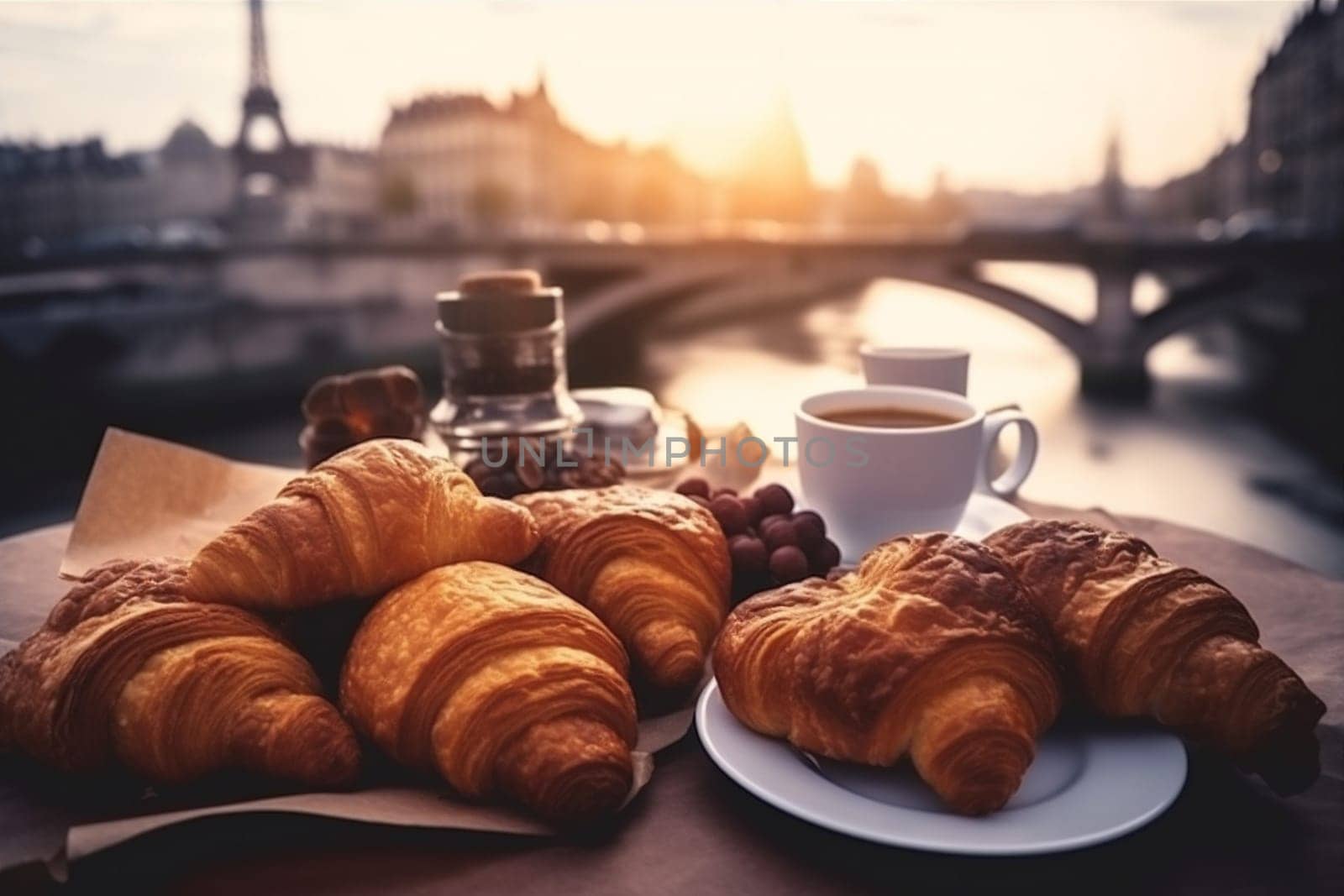 drink table travel cup paris croissant hot plate french fresh urban bakery cafe landscape eatery breakfast france bar food nobody. Generative AI.