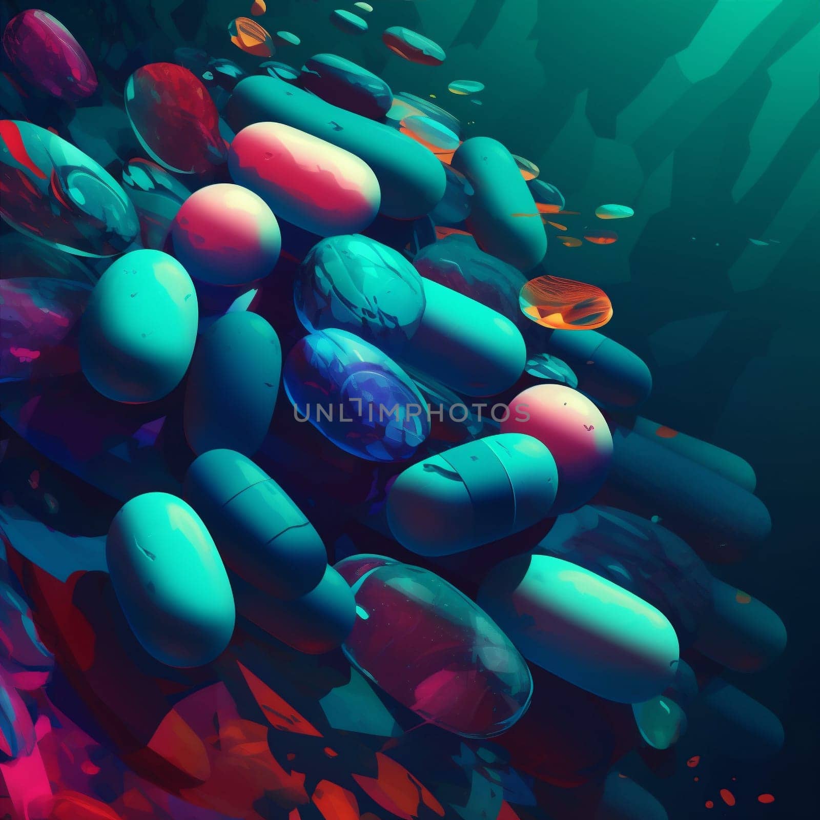 pharmaceutical medical pharmacy pill drug capsule medication tablet illustration medicine. Generative AI. by Vichizh