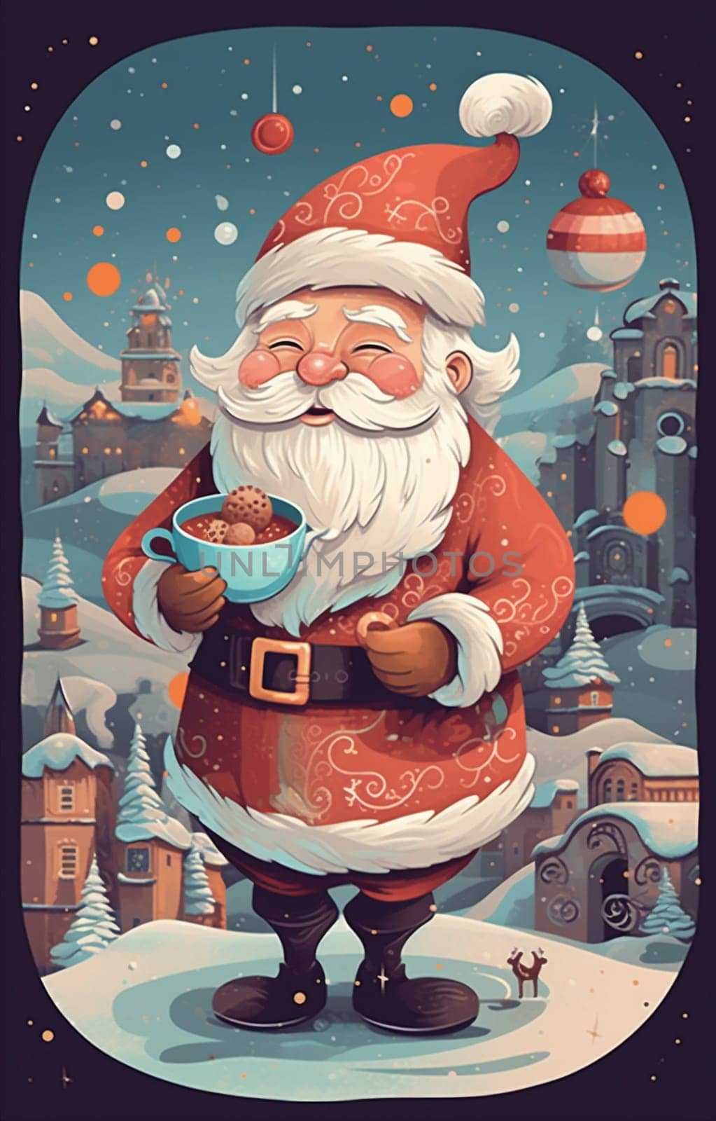 man claus santa holiday merry mug christmas home cute household male. Generative AI. by Vichizh