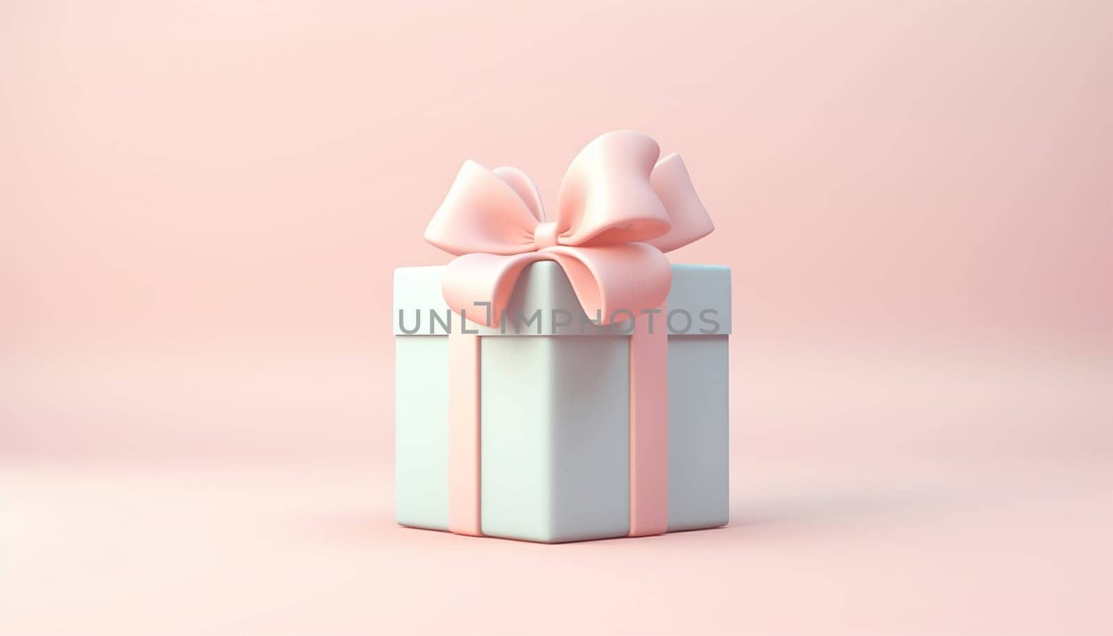 3d pastel closed gift box standing on the floor with pastel ribbon bow isolated on a light background. 3d render modern holiday surprise box. Realistic cute icon. Valentine,Birthday,present concept design by Annebel146