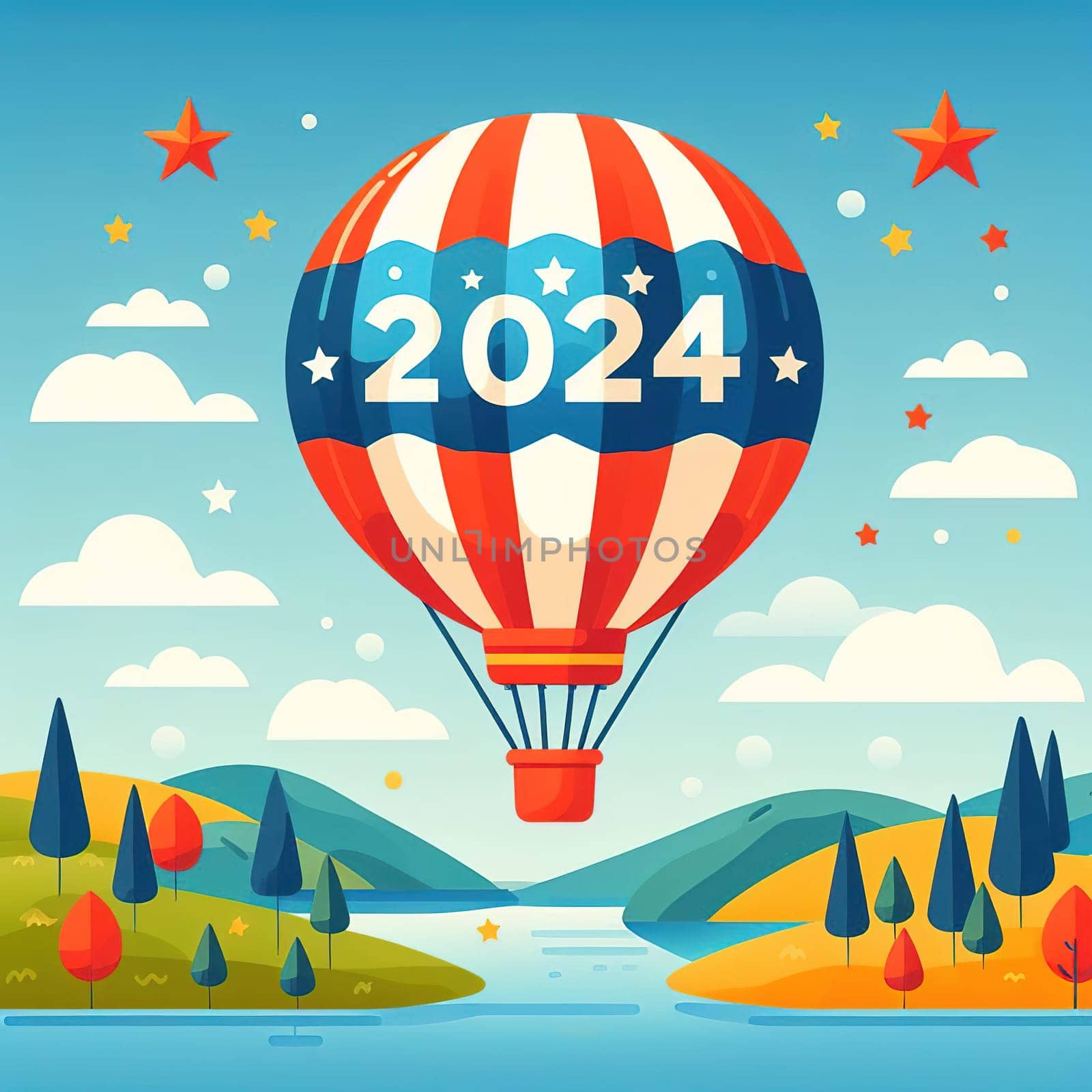 Interesting illustration on the theme of the new year 2024. Generative AI. High quality illustration