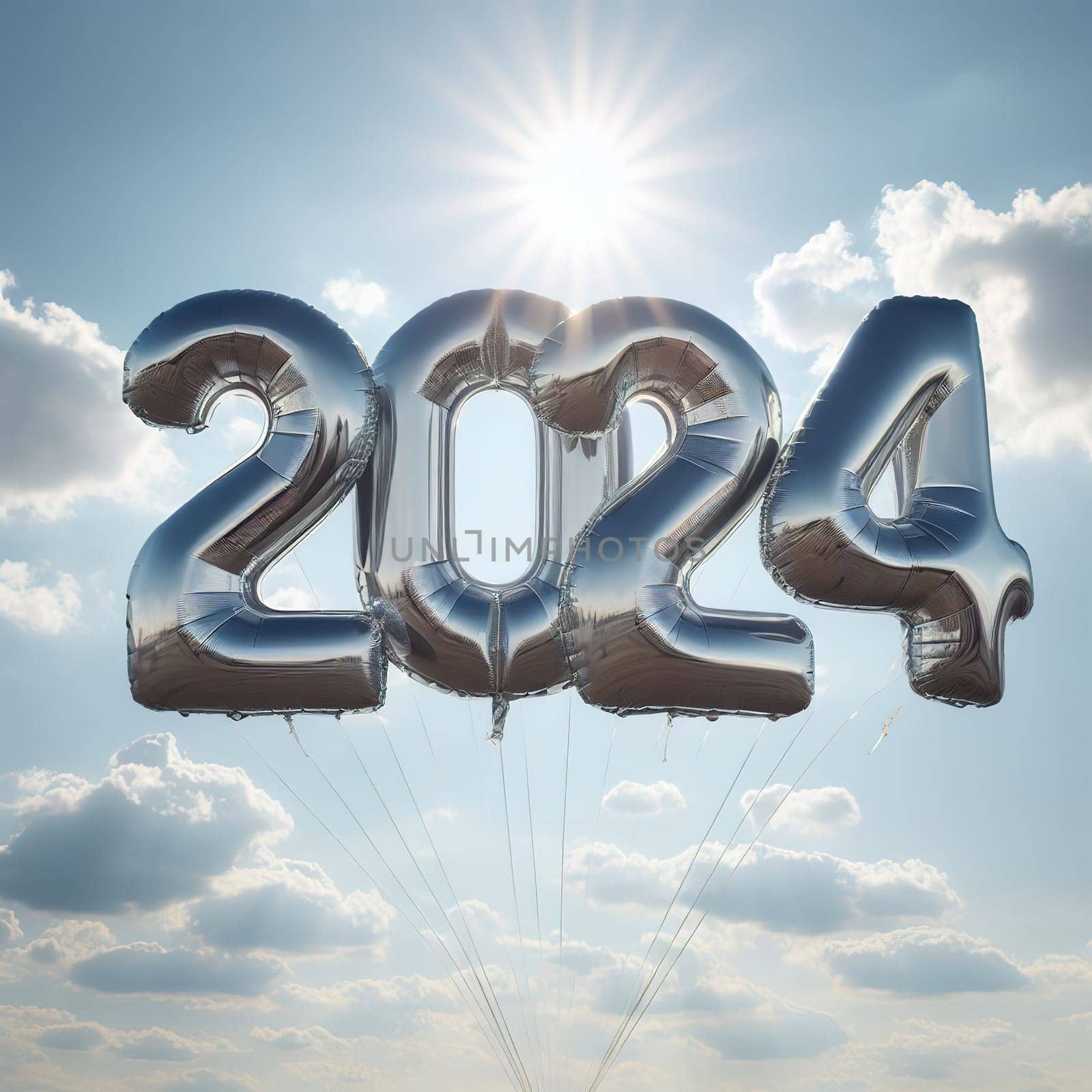 Interesting illustration on the theme of the new year 2024. Generative AI by gordiza