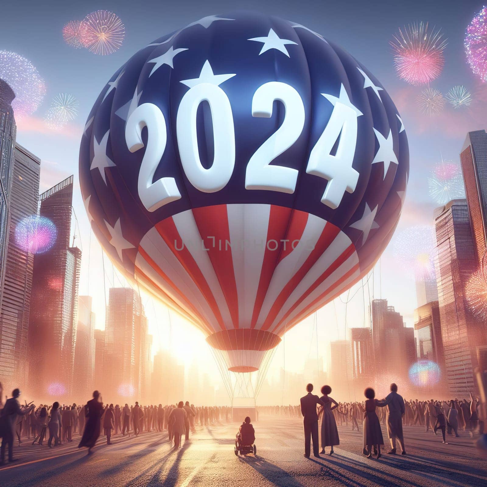 Interesting illustration on the theme of the new year 2024. Generative AI. High quality illustration