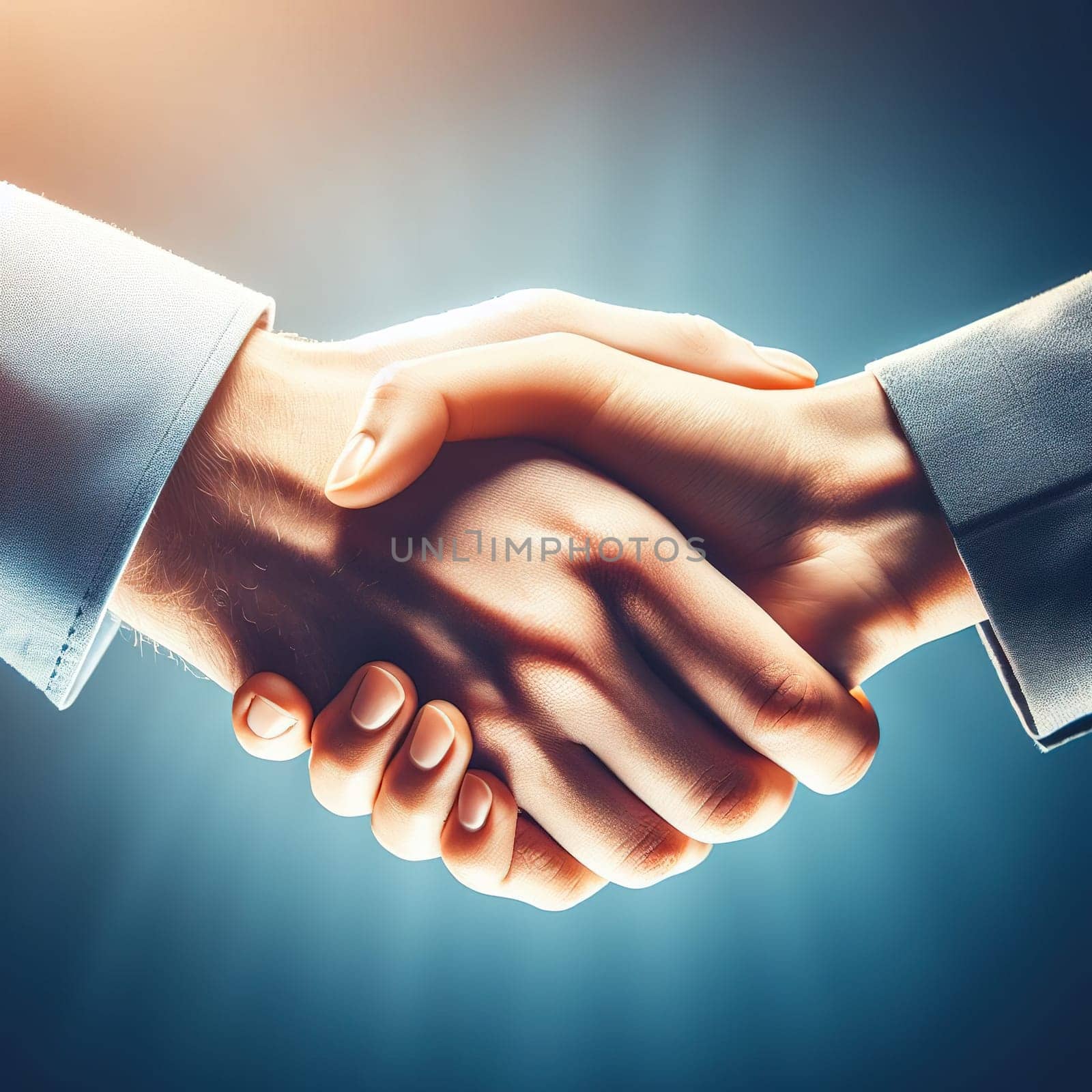 An interesting illustration on the theme of a handshake. Generative AI. High quality illustration
