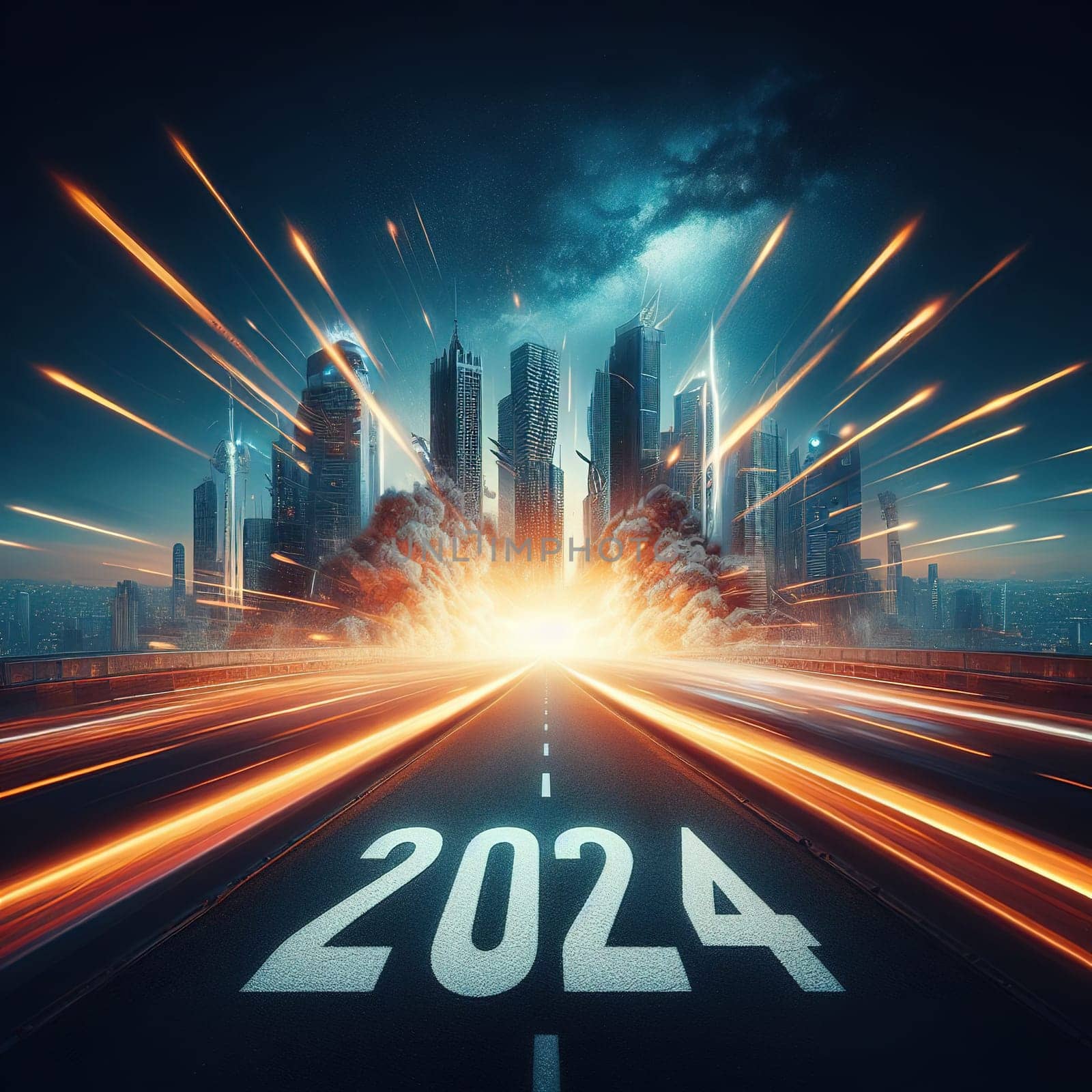 Interesting illustration on the theme of the new year 2024. Generative AI. High quality illustration