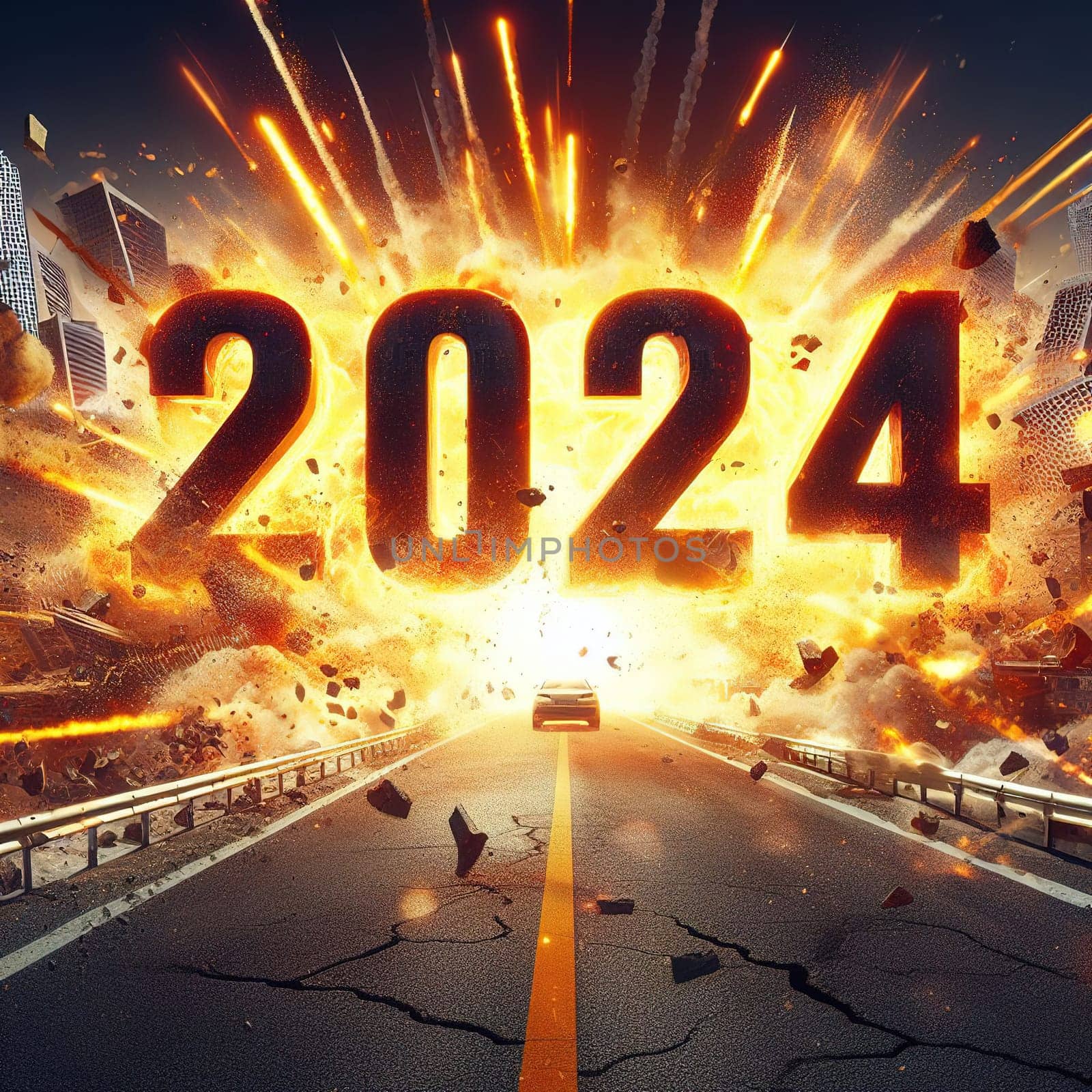 Interesting illustration on the theme of the new year 2024. Generative AI. High quality illustration