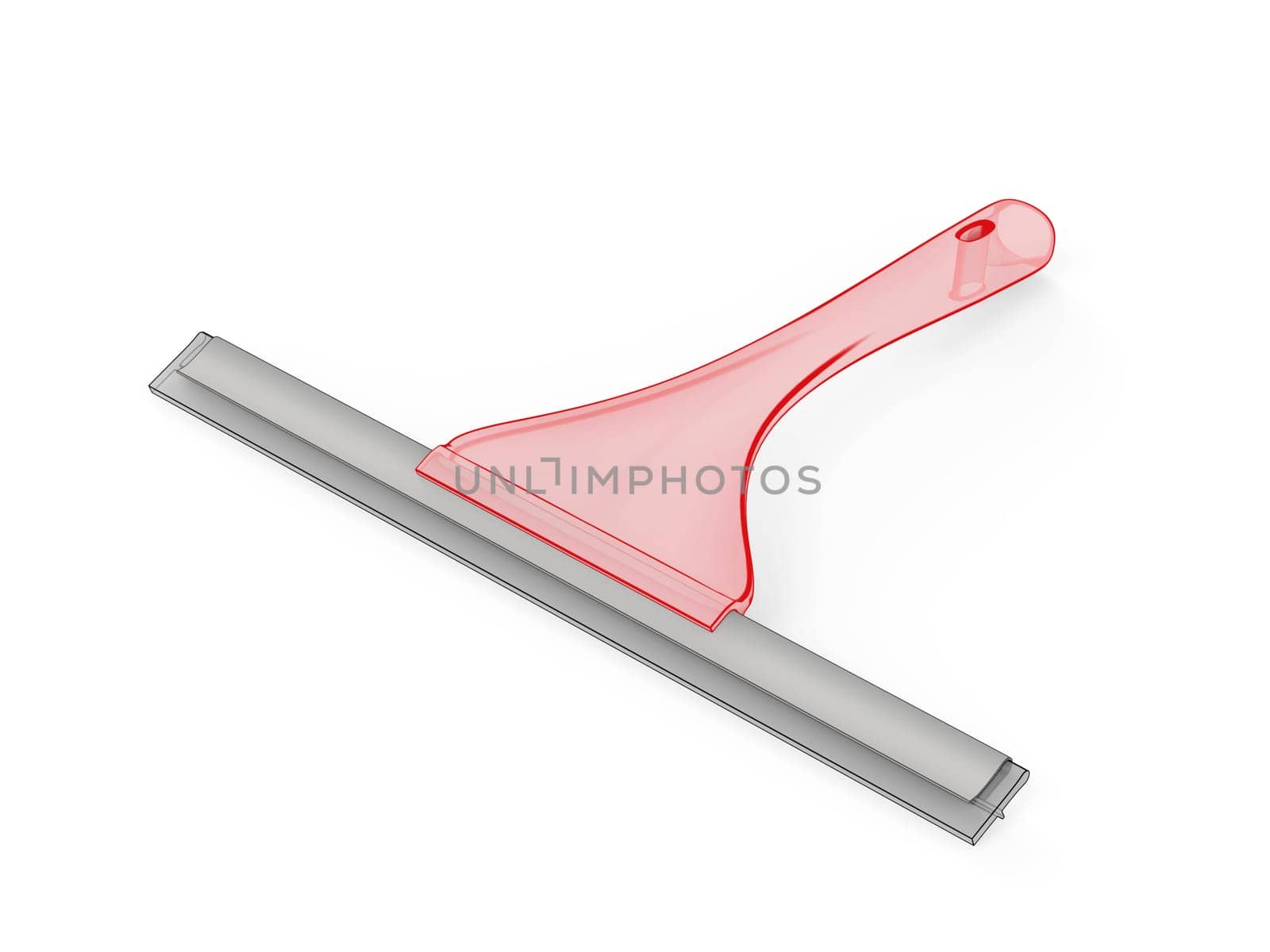 Sketch of window squeegee with red handle on a white background