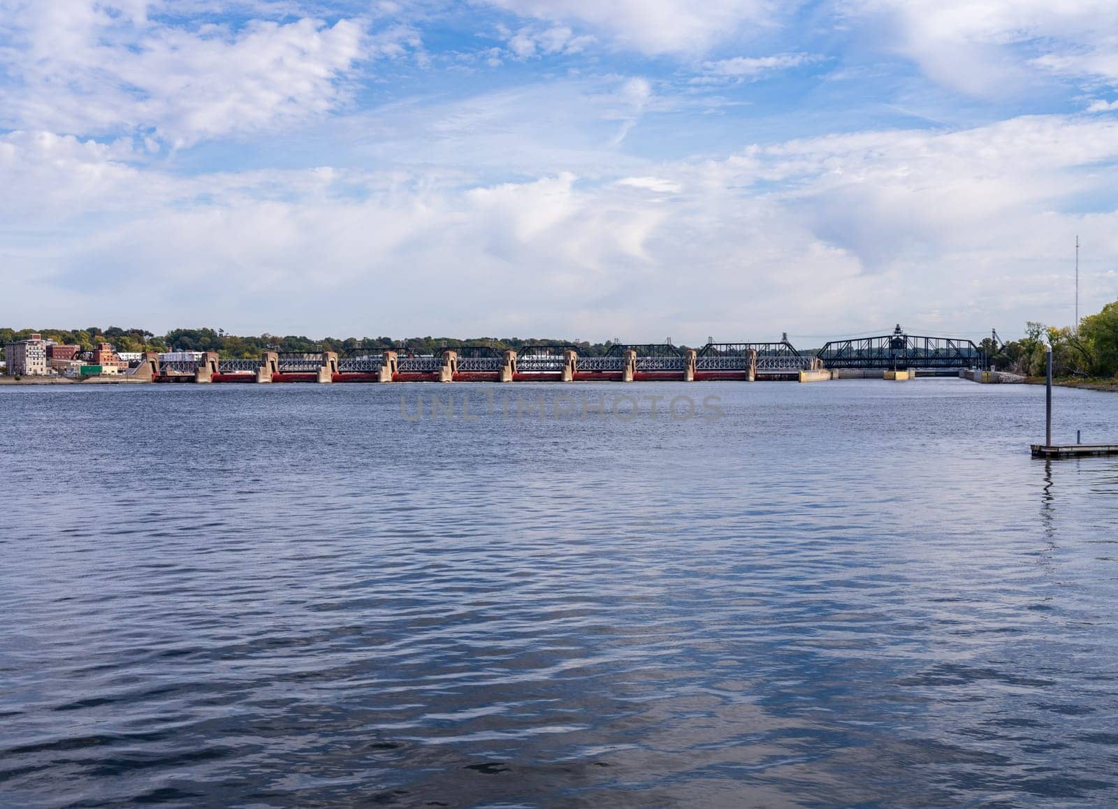 Lock and Dam across Mississippi river in Davenport Iowa by steheap