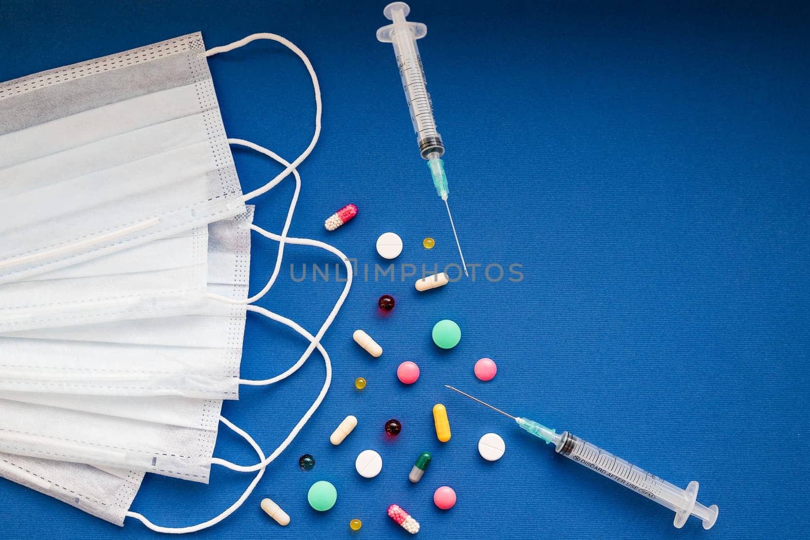 Coronavirus in China. the new coronavirus 2019-nCoV , pills and white medical mask. Concept of coronavirus epidemic quarantine.