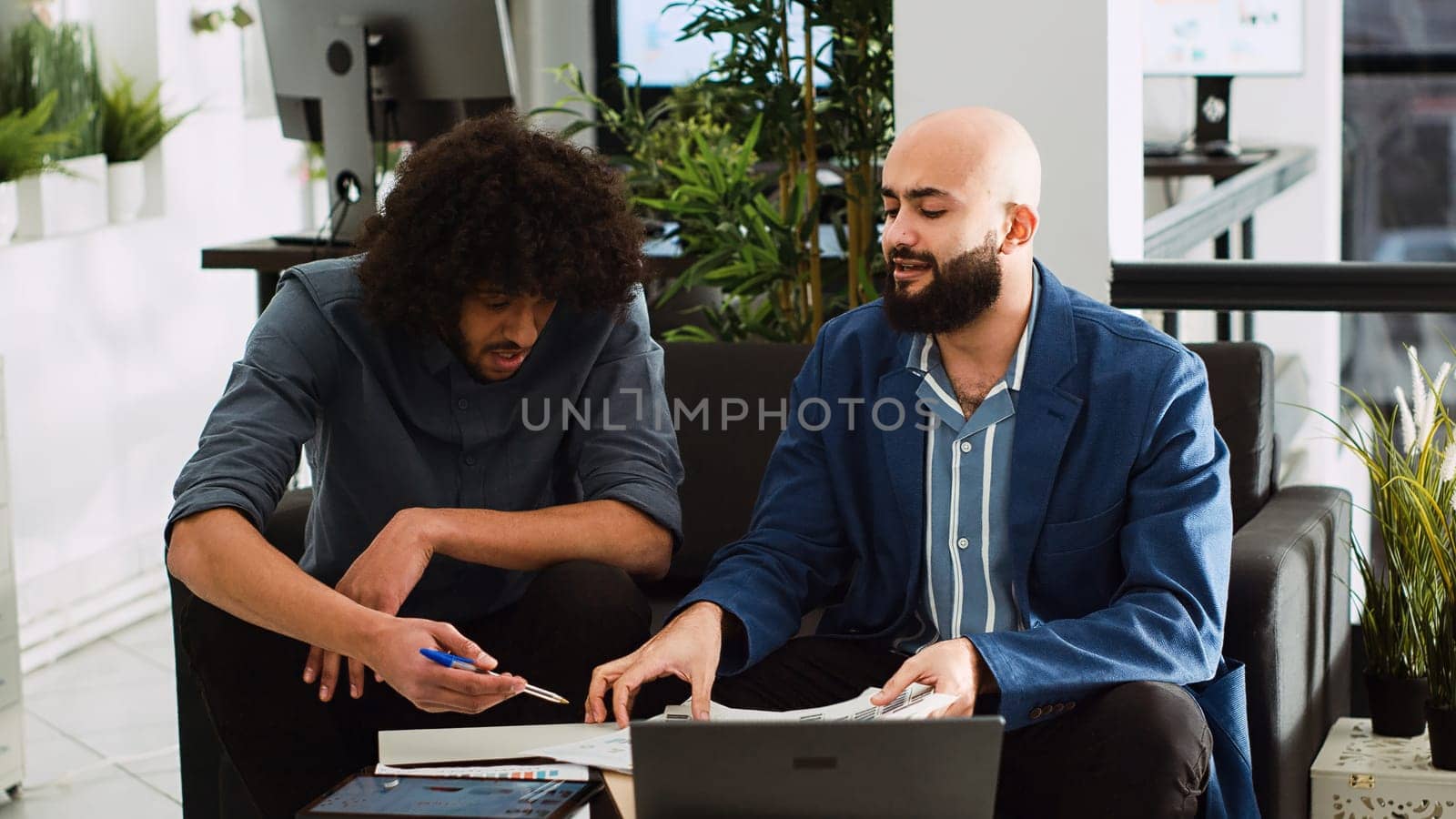 Violent ceo throwing papers at employee by DCStudio