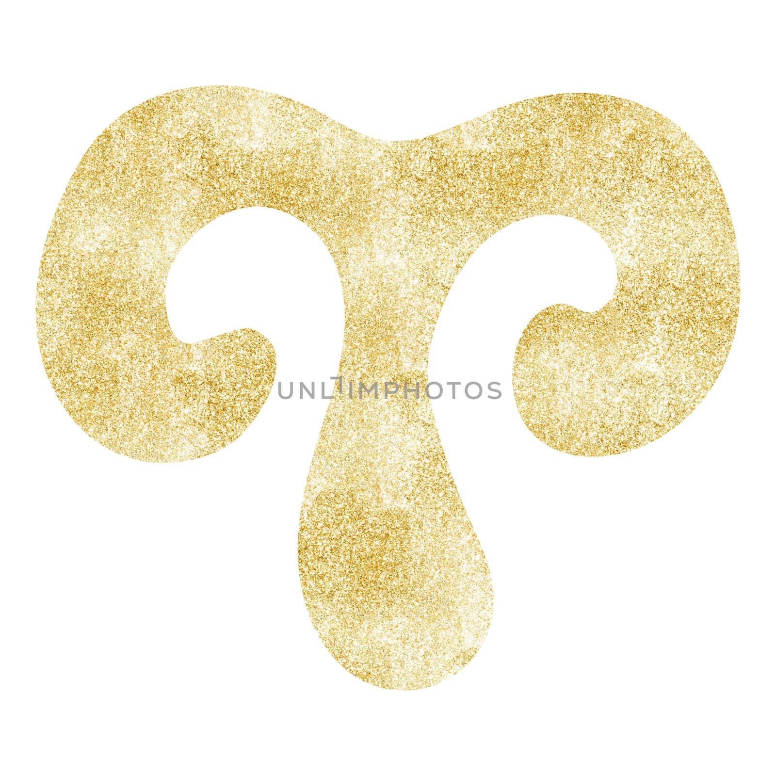 Gold aries zodiac symbol illustration. Simple aries zodiac icon. luxury, esoteric zodiac sign concept. Astrological calendar. Horoscope astrology. Fit for paranormal, tarot readers and astrologers.