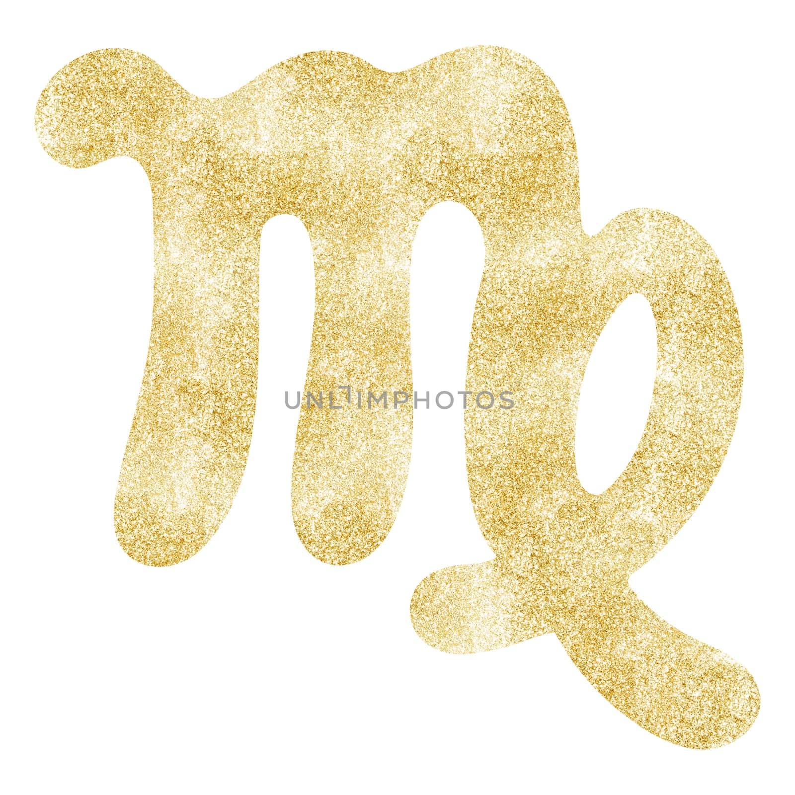 Gold virgo zodiac symbol illustration. Simple virgo zodiac icon. luxury, esoteric zodiac sign concept. Astrological calendar. Horoscope astrology. Fit for paranormal, tarot readers and astrologers.