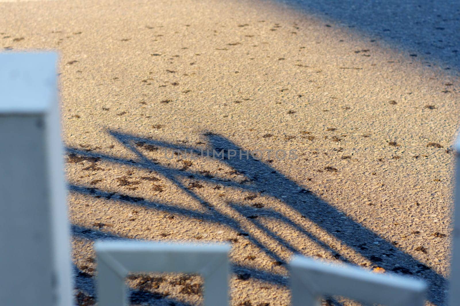 A shadow of a person standing on a sidewalk