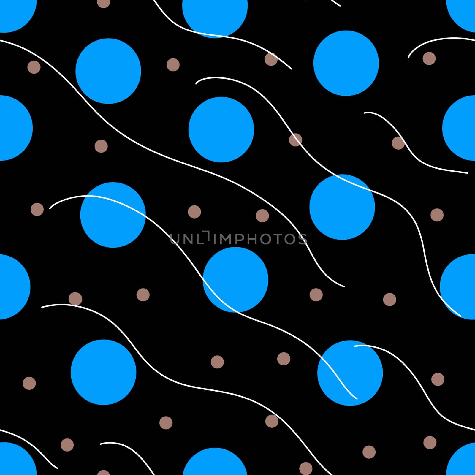 Seamless Pattern with Circles and Waves. Hand Drawn Water Sea Modern Background. by Rina_Dozornaya
