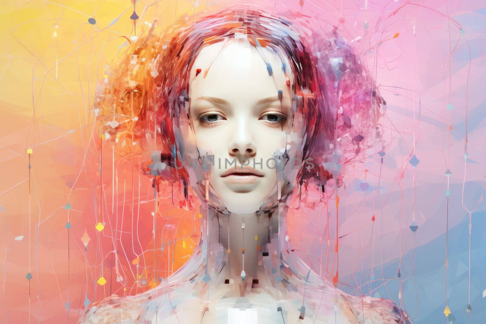 Portrait of a beautiful young girl on a gradient background.