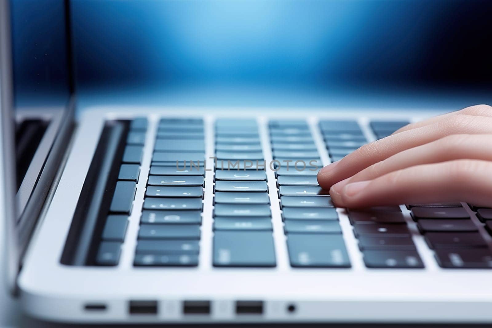 Female hands typing on the keyboard. Close-up. Computer work concept. Generated by artificial intelligence by Vovmar