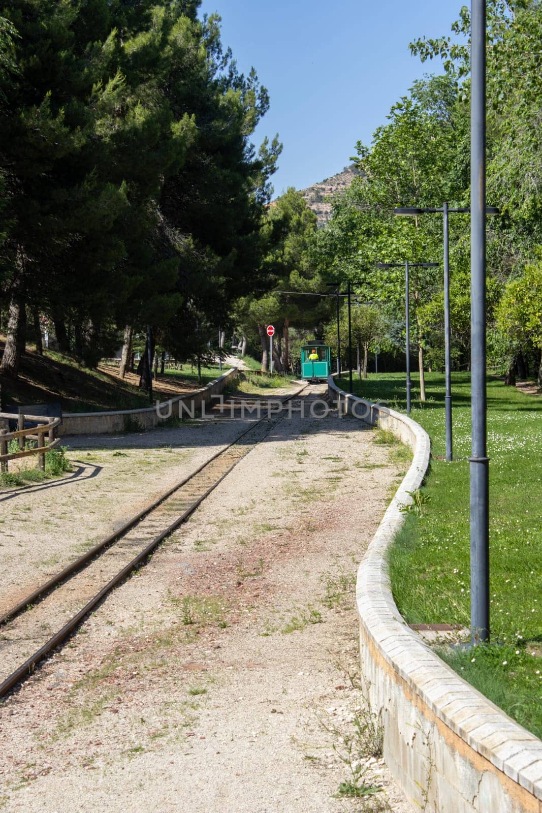 Train track of the Utrillas mining museum. Teruel, Spain