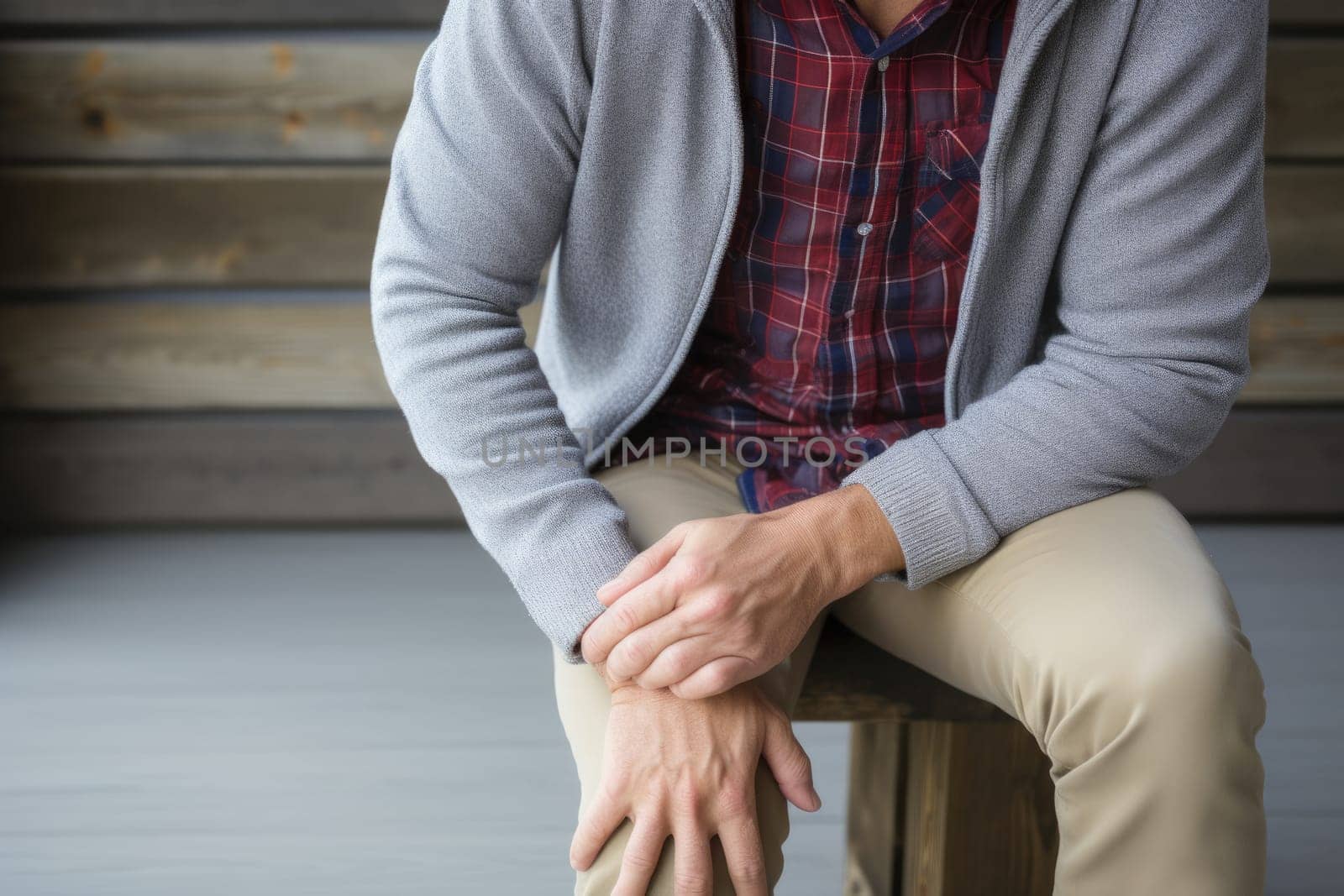 Health problems. Joint pain, Arthritis and tendon problems. a man touching nee at pain point. AI Generated
