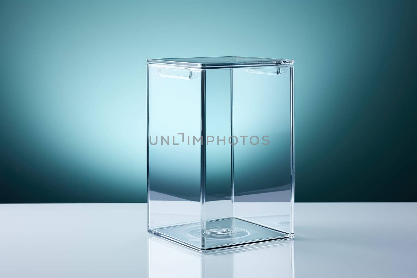 Transparent ballot box on the table