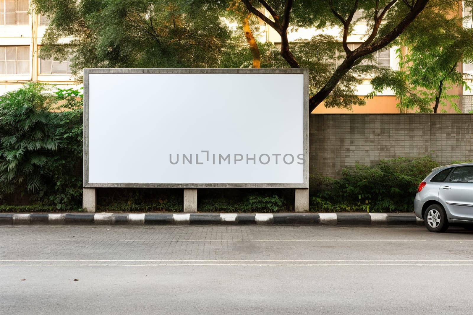 An empty billboard in the city.