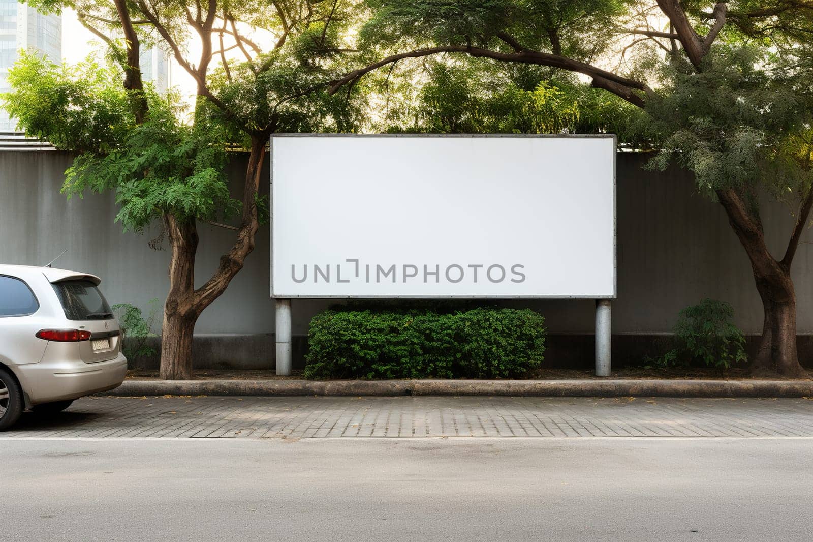 An empty billboard in the city.
