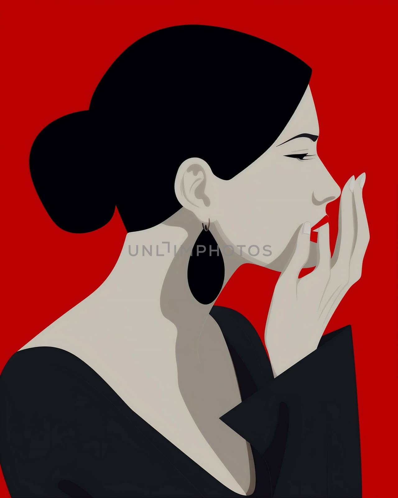 glamour woman portrait poster design red background stylish fashion vintage female model. Generative AI. by Vichizh
