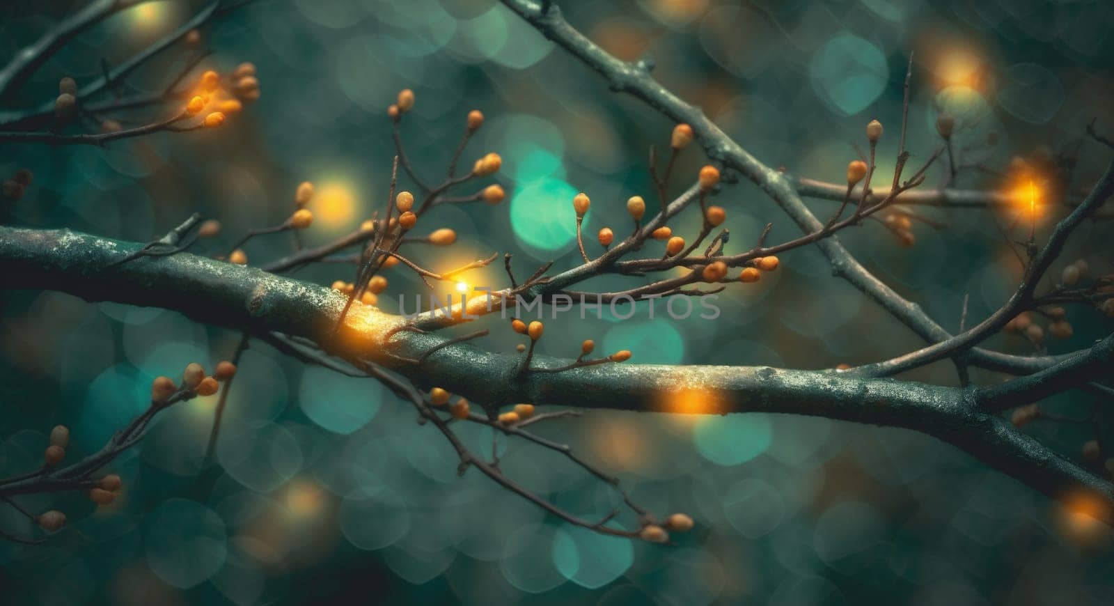light tree bokeh holiday christmas celebration decoration background blur winter nightlife. Generative AI. by Vichizh
