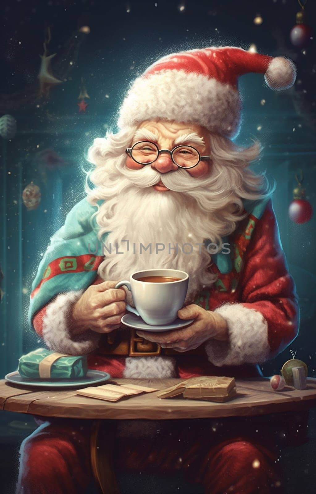 male man santa holiday claus year merry mug home new christmas cute. Generative AI. by Vichizh