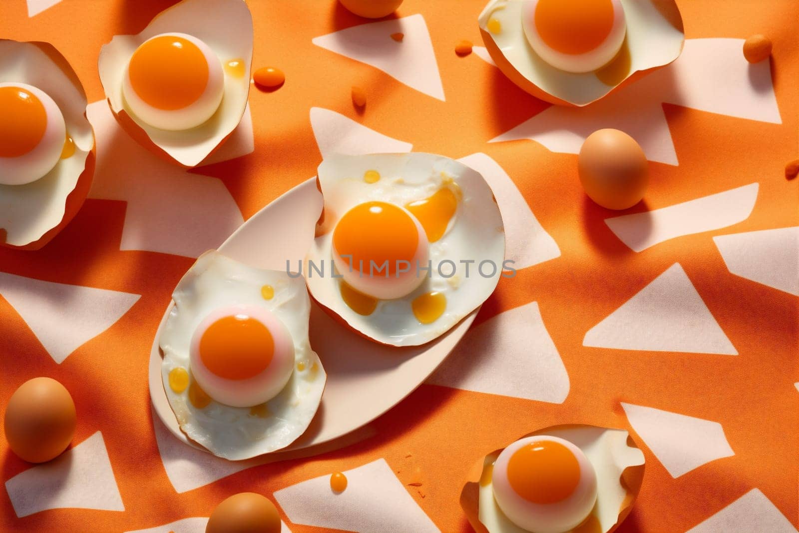 food seamless design chicken abstract easter morning fresh meal healthy cooking tasty texture egg background white pattern graphic yellow wallpaper breakfast. Generative AI.