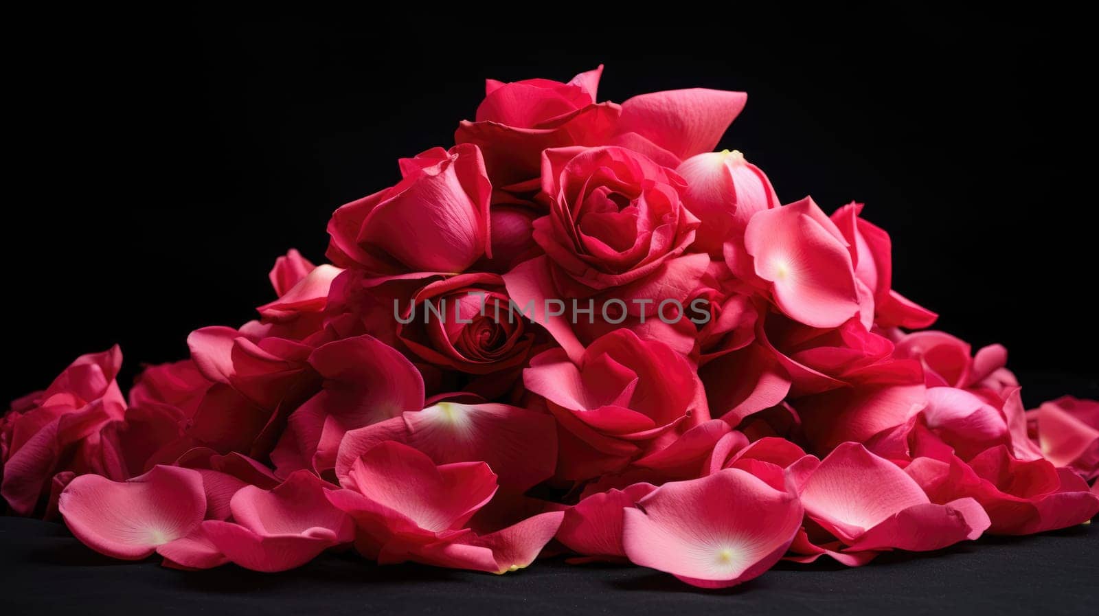 Red rose petals on a black background. Love and passion concept by natali_brill